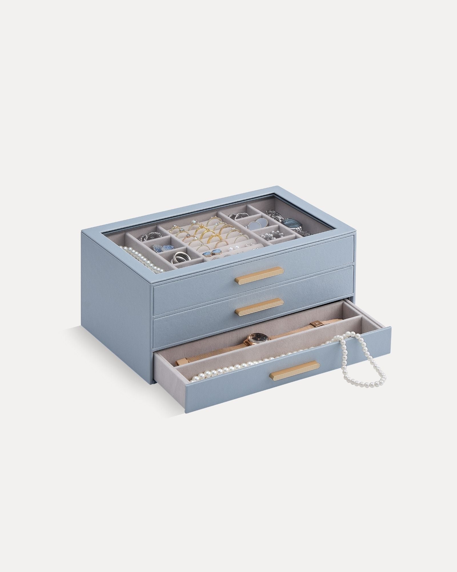 Luxury Leather Multi-Layer Jewelry Organizer