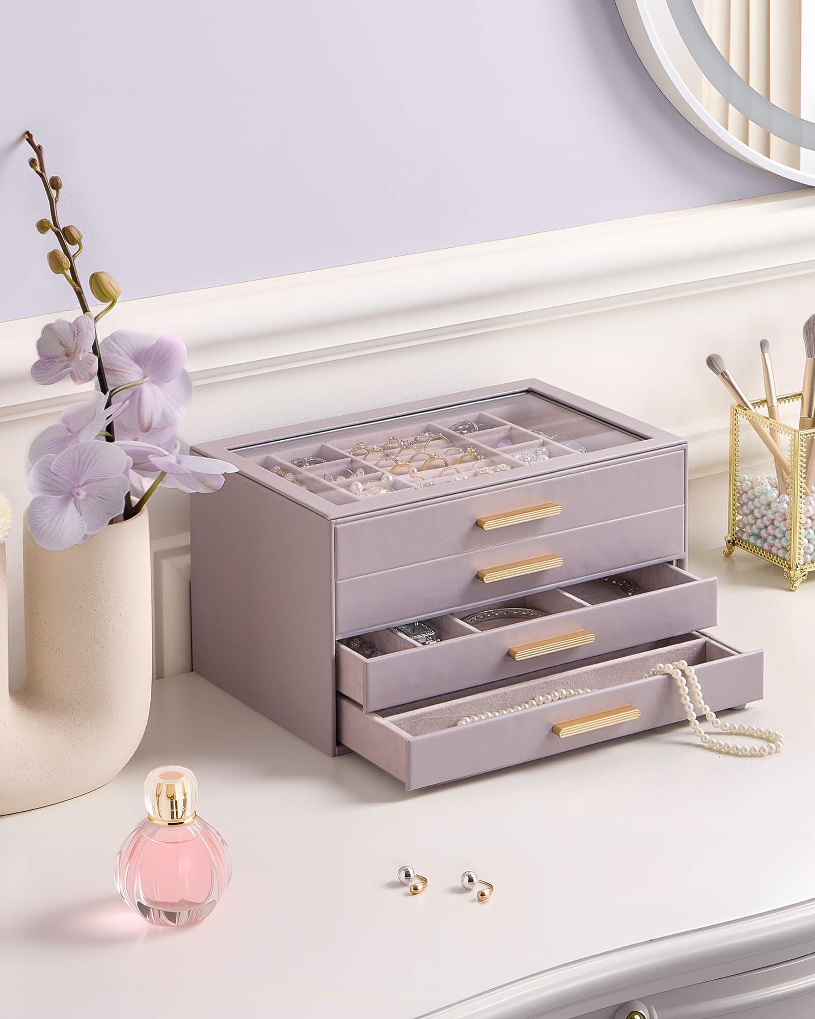 Luxury Leather Multi-Layer Jewelry Organizer