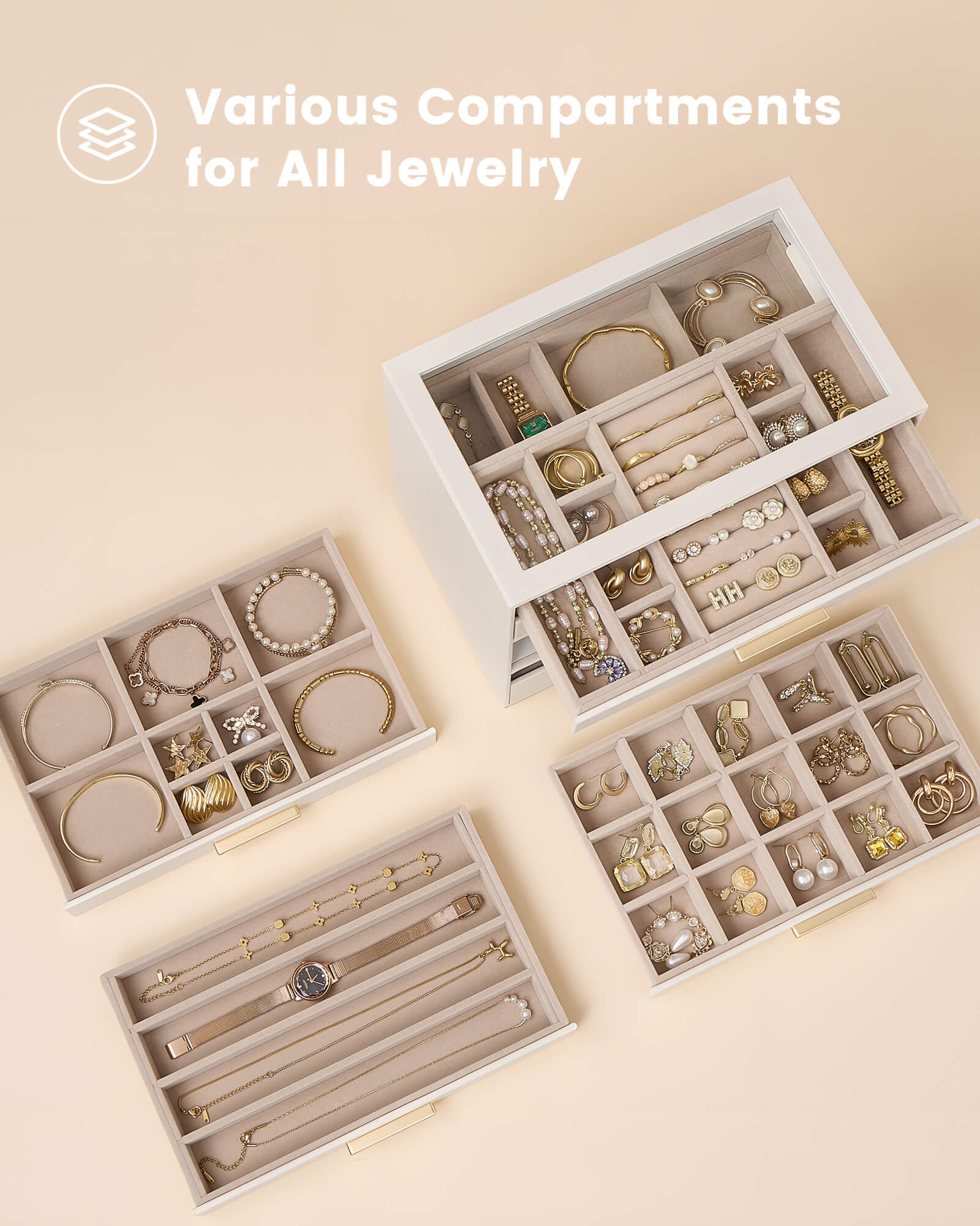 Luxury Leather Multi-Layer Jewelry Organizer
