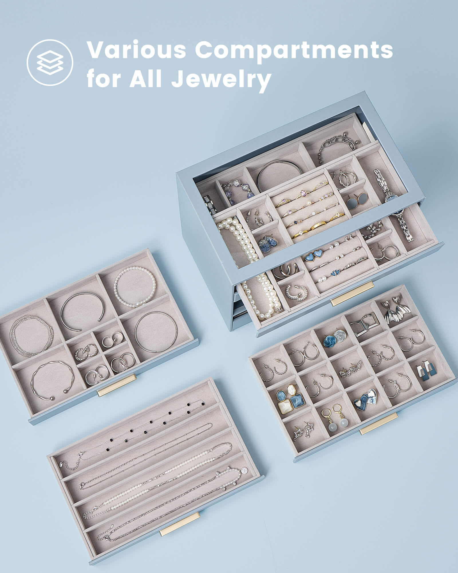 Luxury Leather Multi-Layer Jewelry Organizer