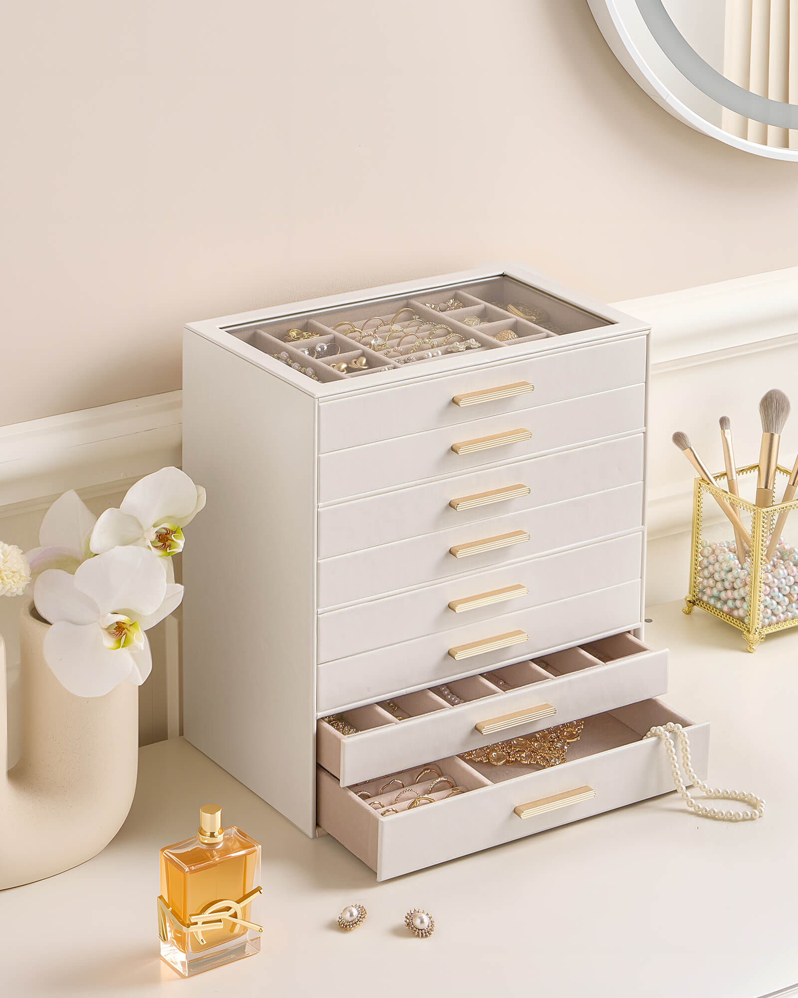 Luxury Leather Multi-Layer Jewelry Organizer