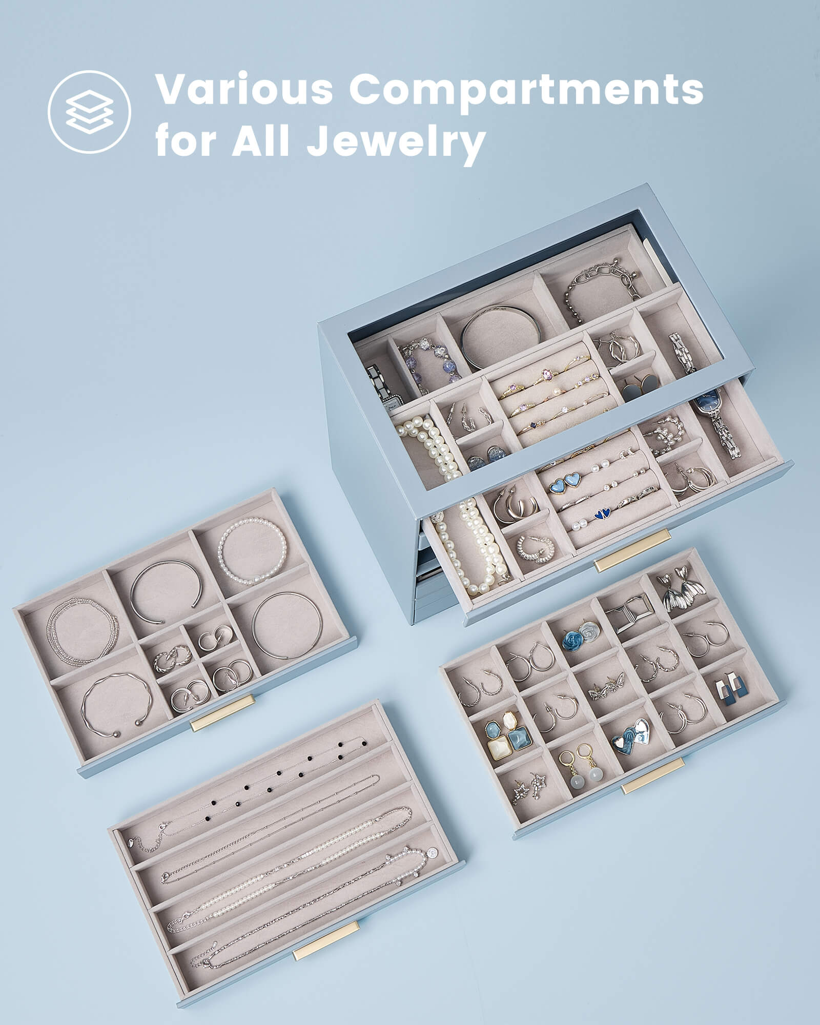 Luxury Leather Multi-Layer Jewelry Organizer