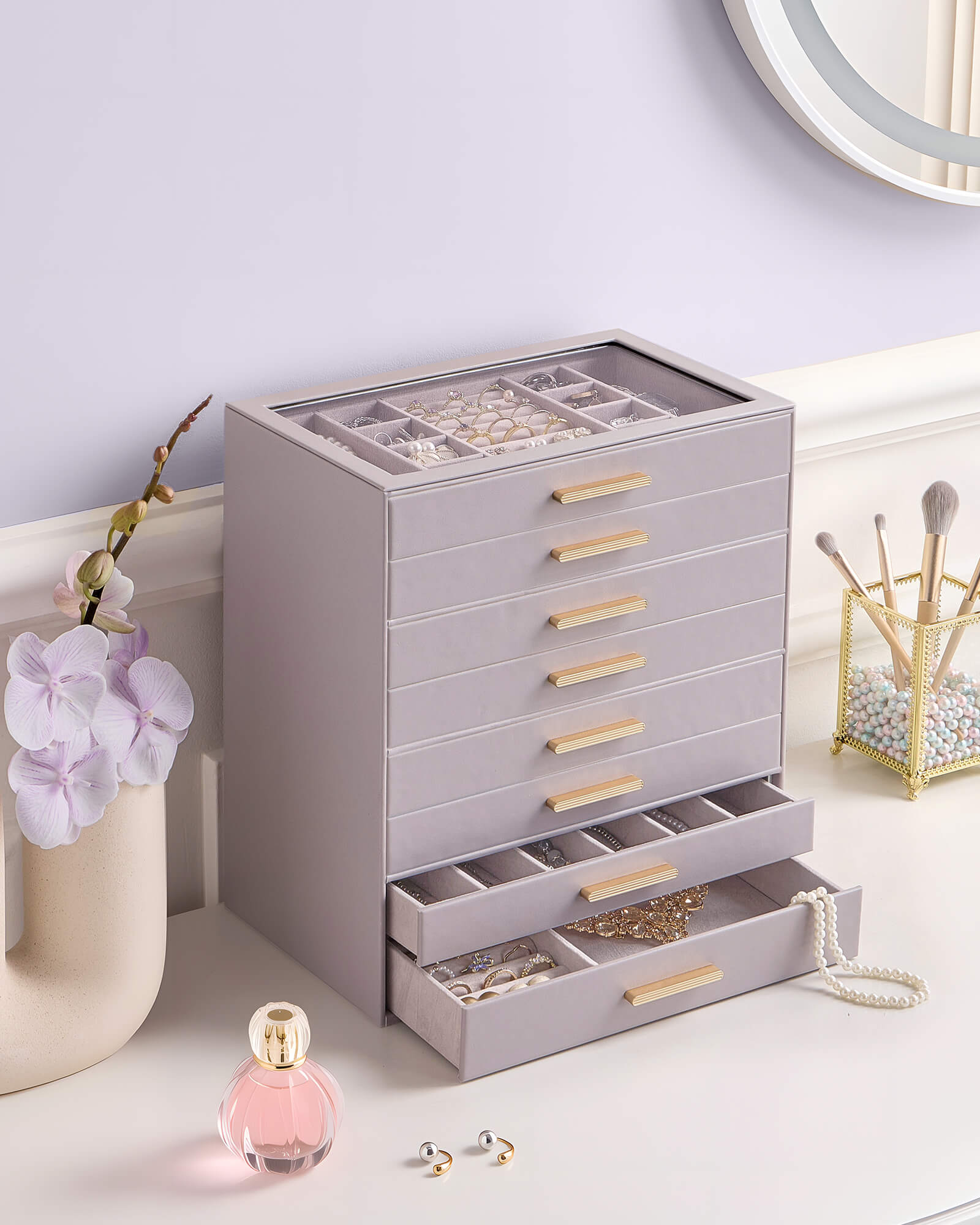 Luxury Leather Multi-Layer Jewelry Organizer