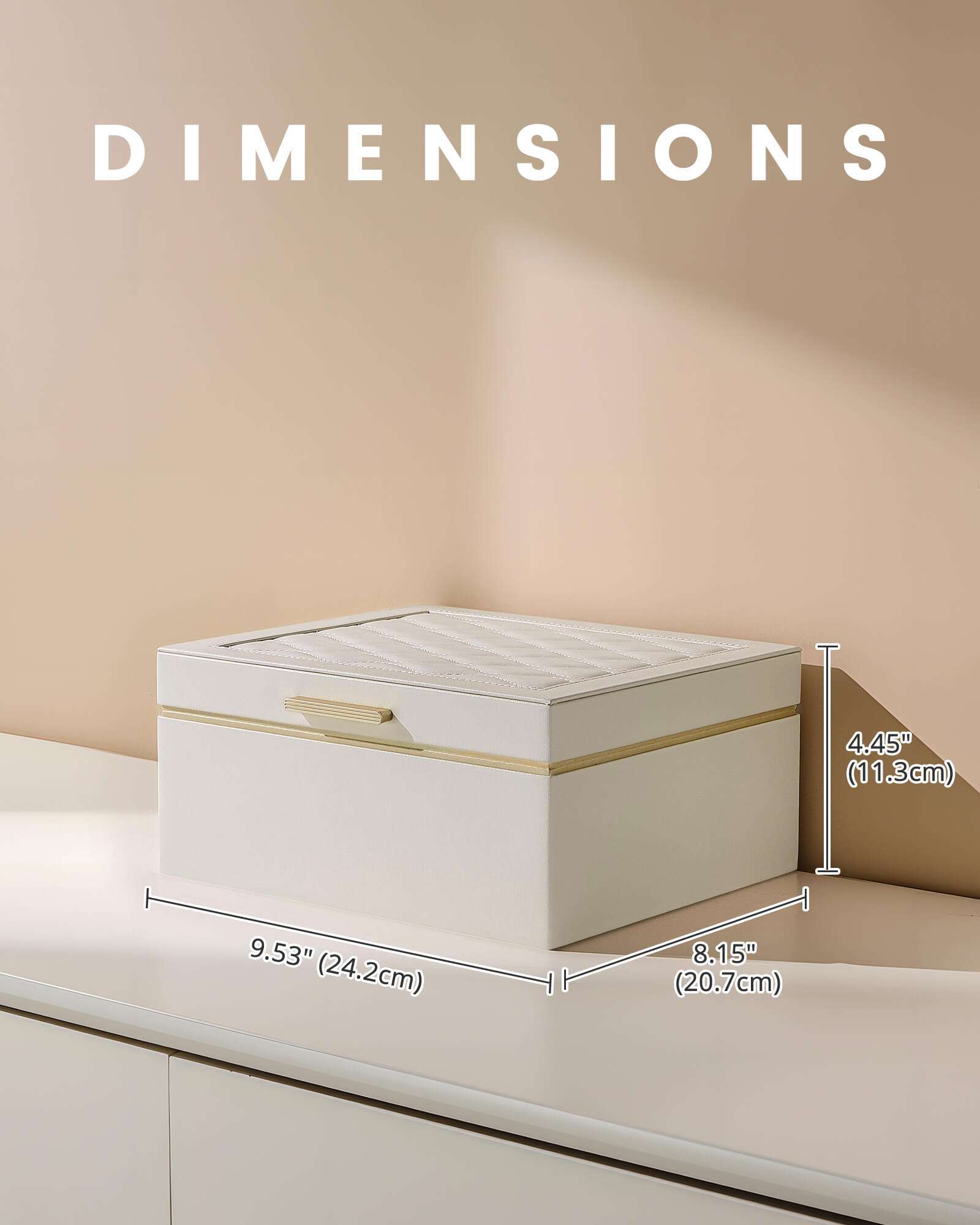 Large Jewelry Box Organizer with Two Foldable & Expandable Trays