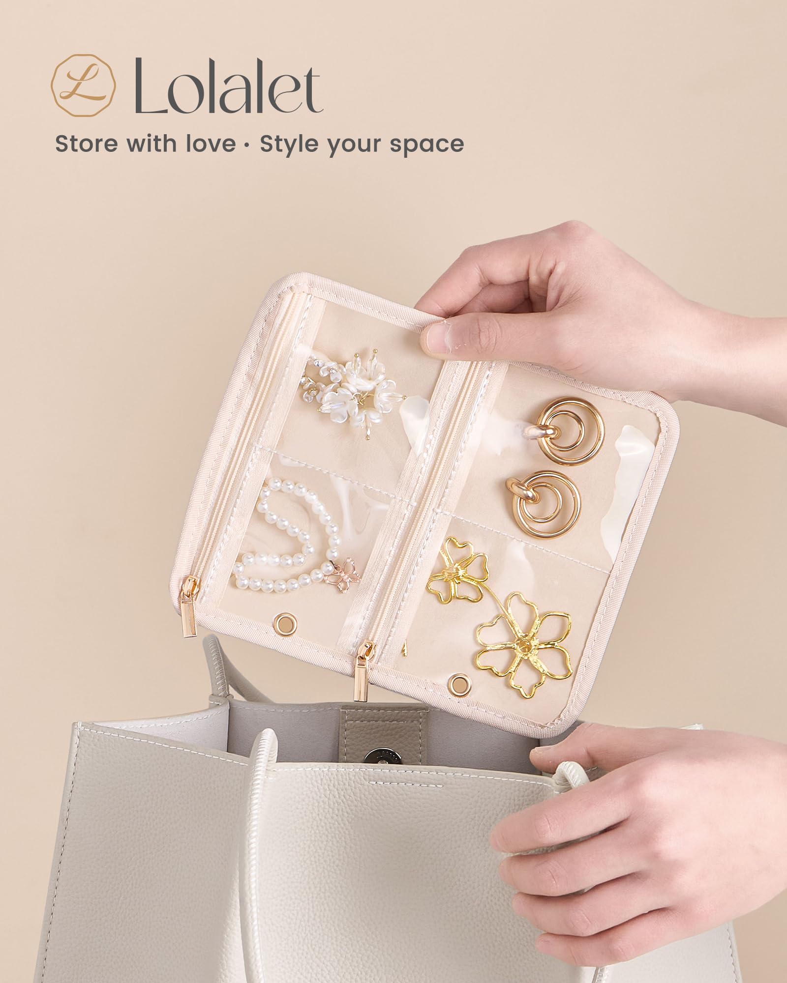 Ultra-Light Waterproof Travel Jewelry Organizer Case with Velvet Zippered Pouches