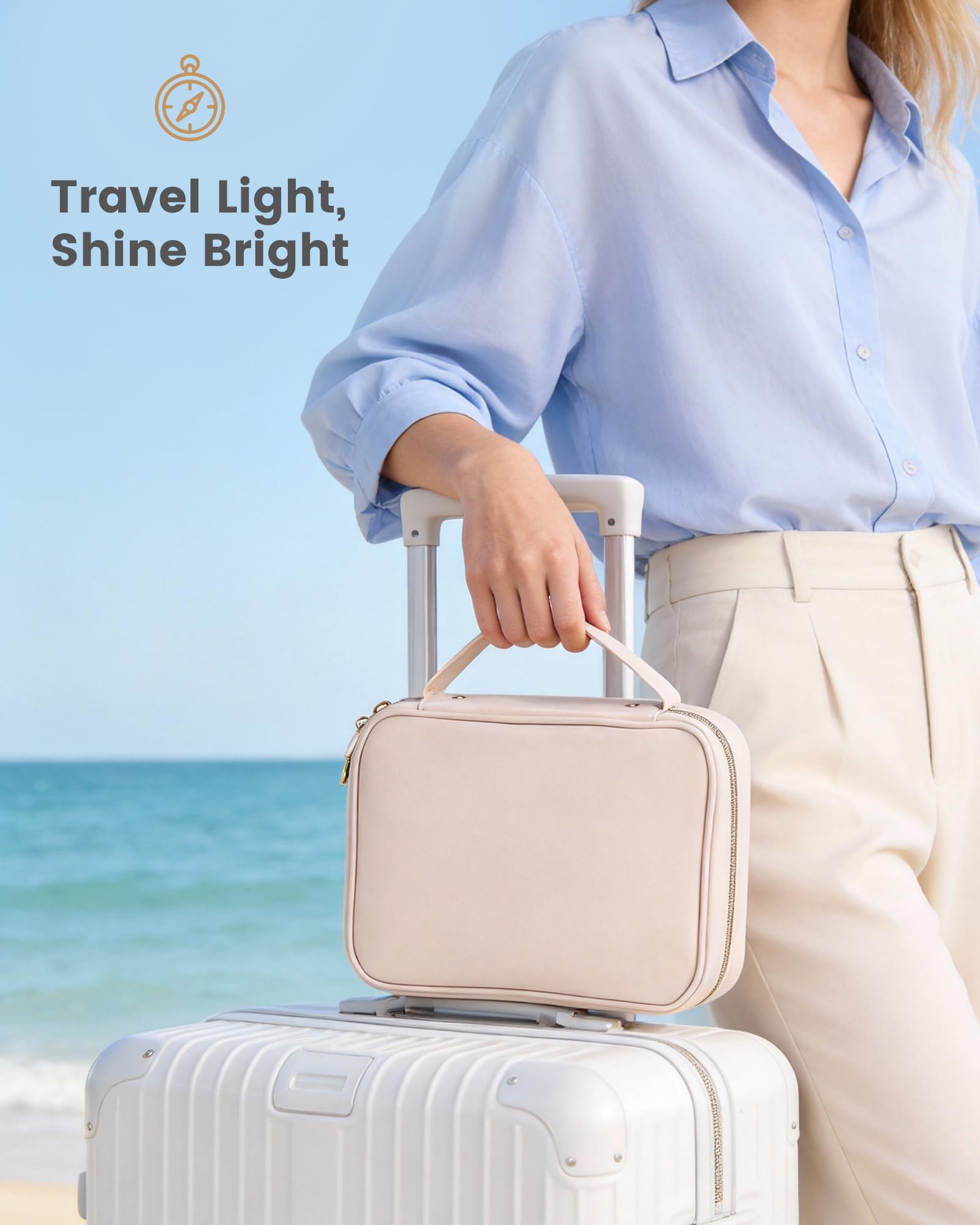 Ultra-Light Waterproof Travel Jewelry Organizer Case with Velvet Zippered Pouches