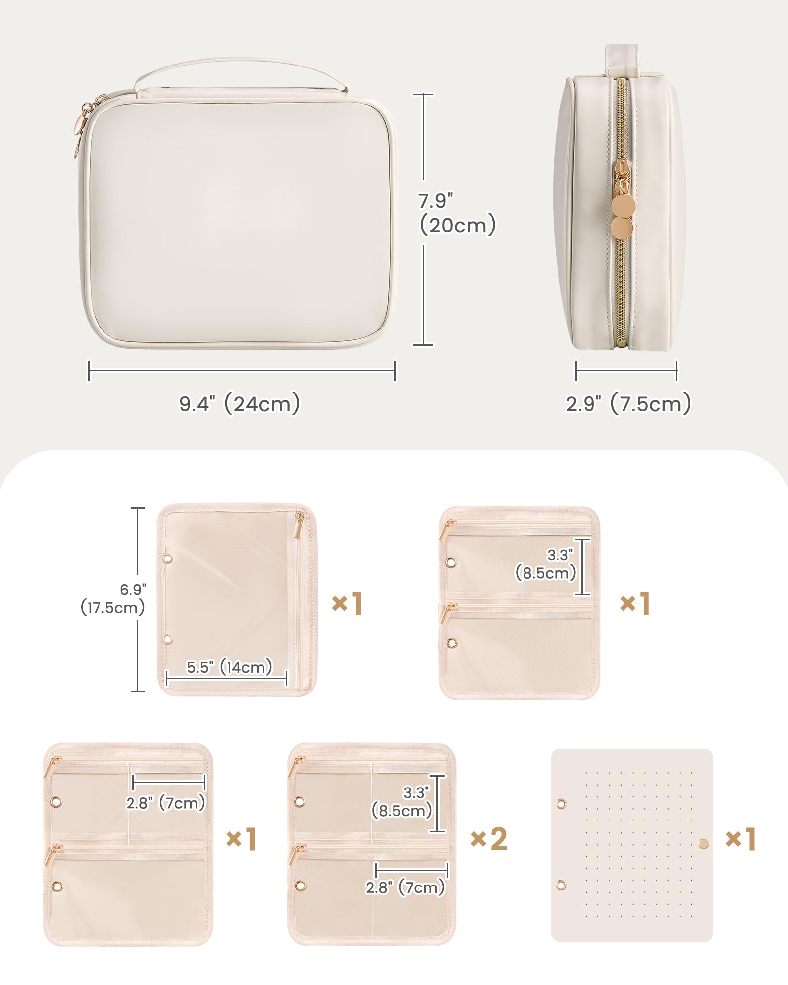 Ultra-Light Waterproof Travel Jewelry Organizer Case with Velvet Zippered Pouches