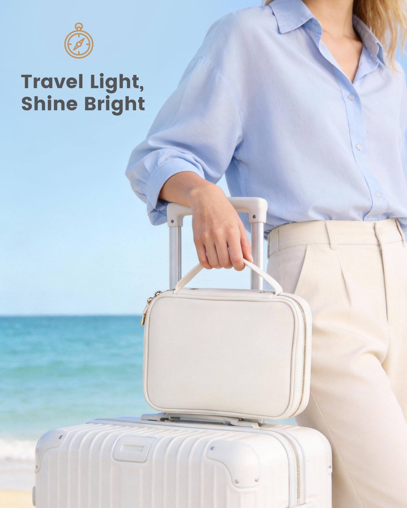 Ultra-Light Waterproof Travel Jewelry Organizer Case with Velvet Zippered Pouches