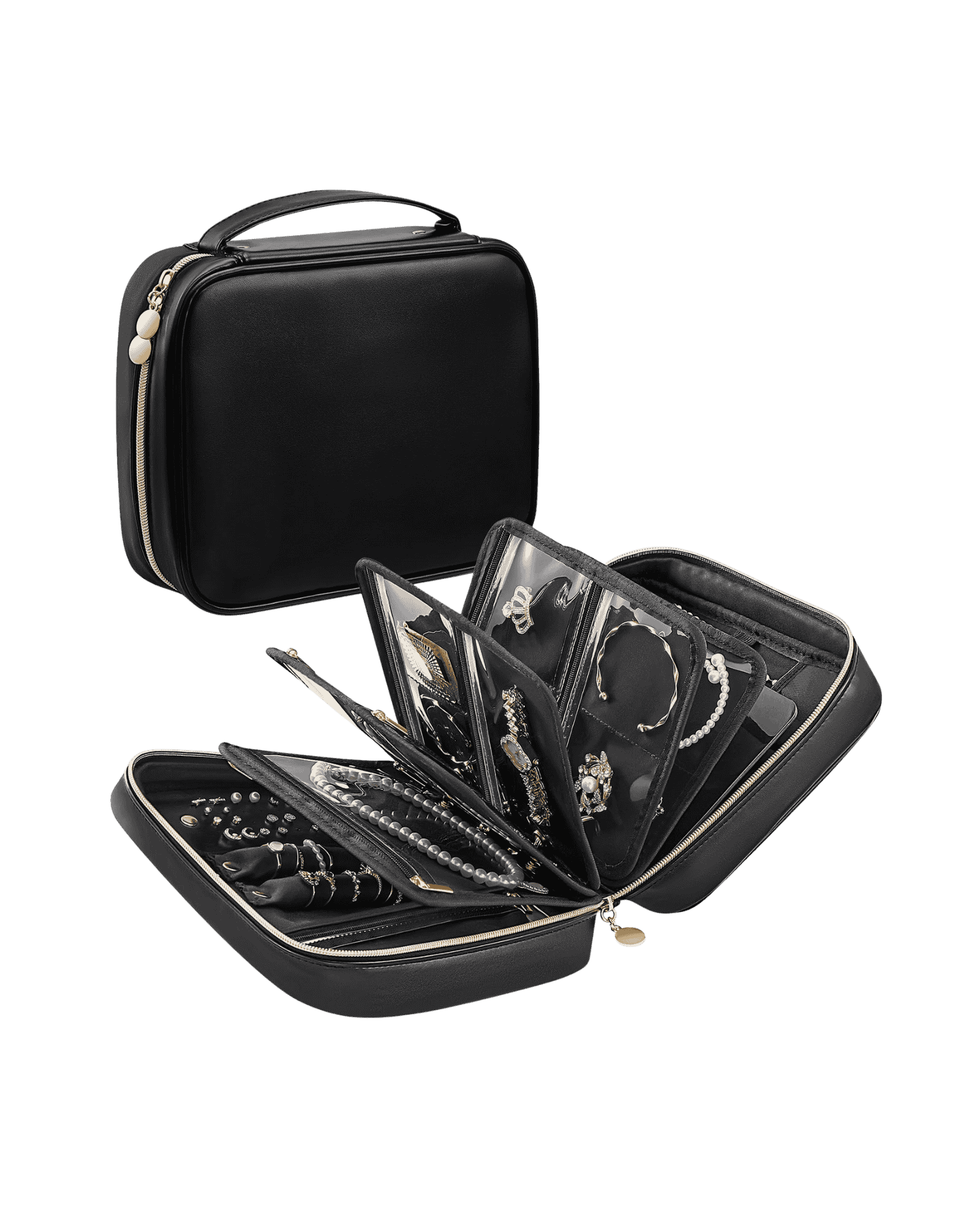 Ultra-Light Waterproof Travel Jewelry Organizer Case with Velvet Zippered Pouches