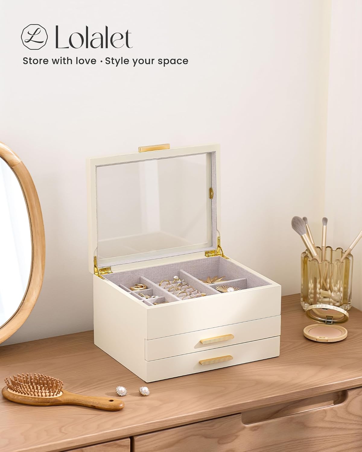 Multi-Layer Jewelry Organizer Box with Clear Lid