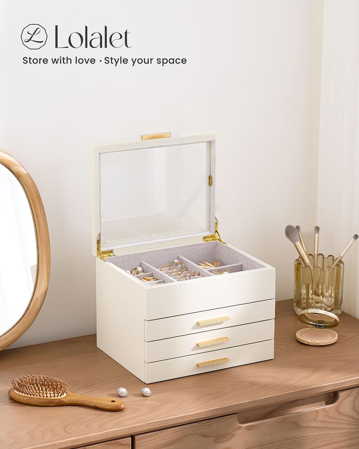 Multi-Layer Jewelry Organizer Box with Clear Lid
