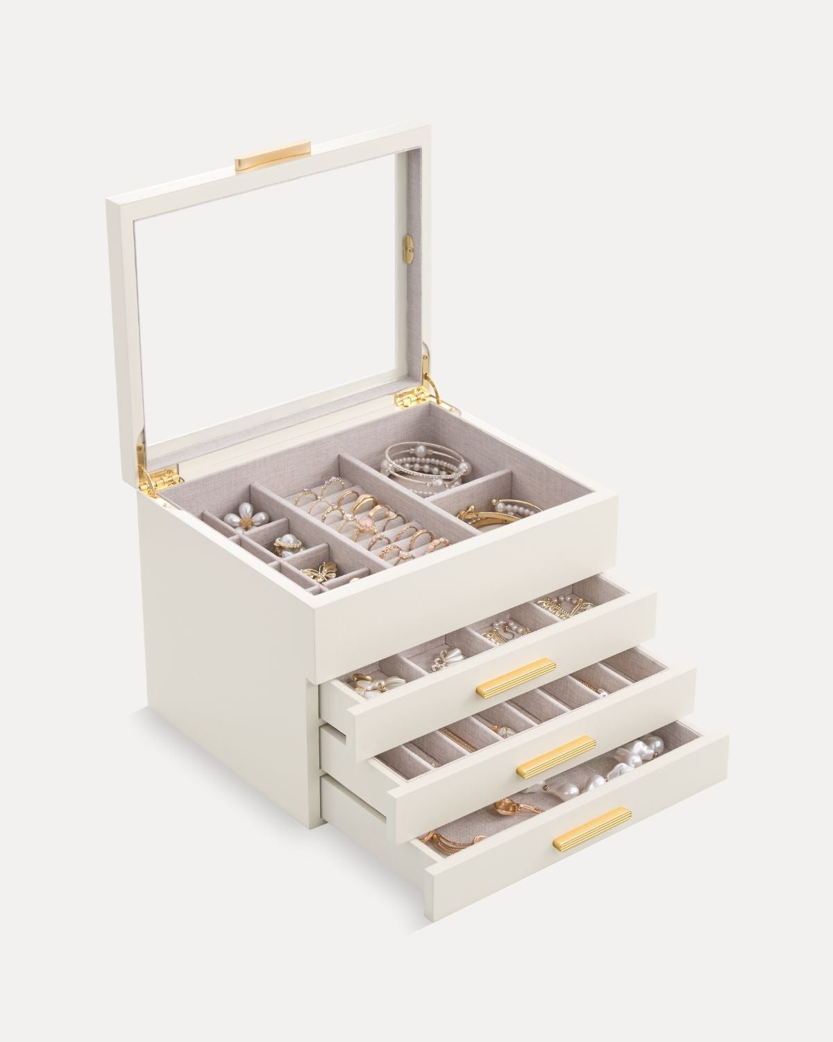 Multi-Layer Jewelry Organizer Box with Clear Lid