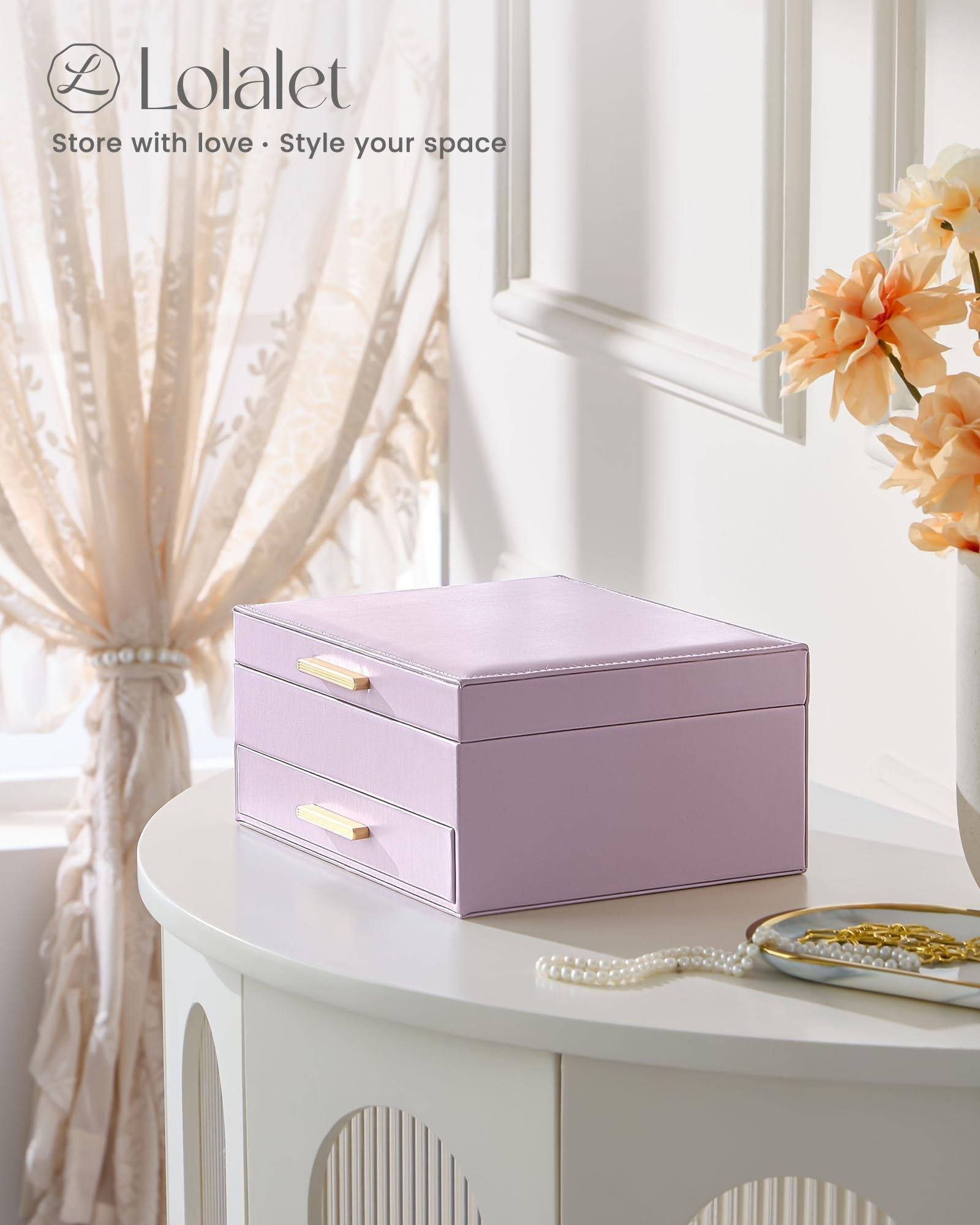 Elegant Large Capacity Jewelry Organizer Box with Multi-Layer Trays & Drawer