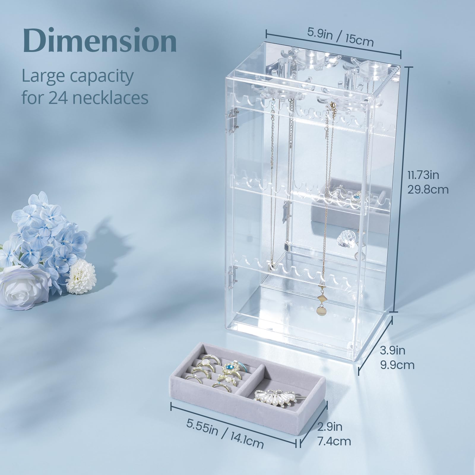 Acrylic Dust-proof Jewelry Storage Case