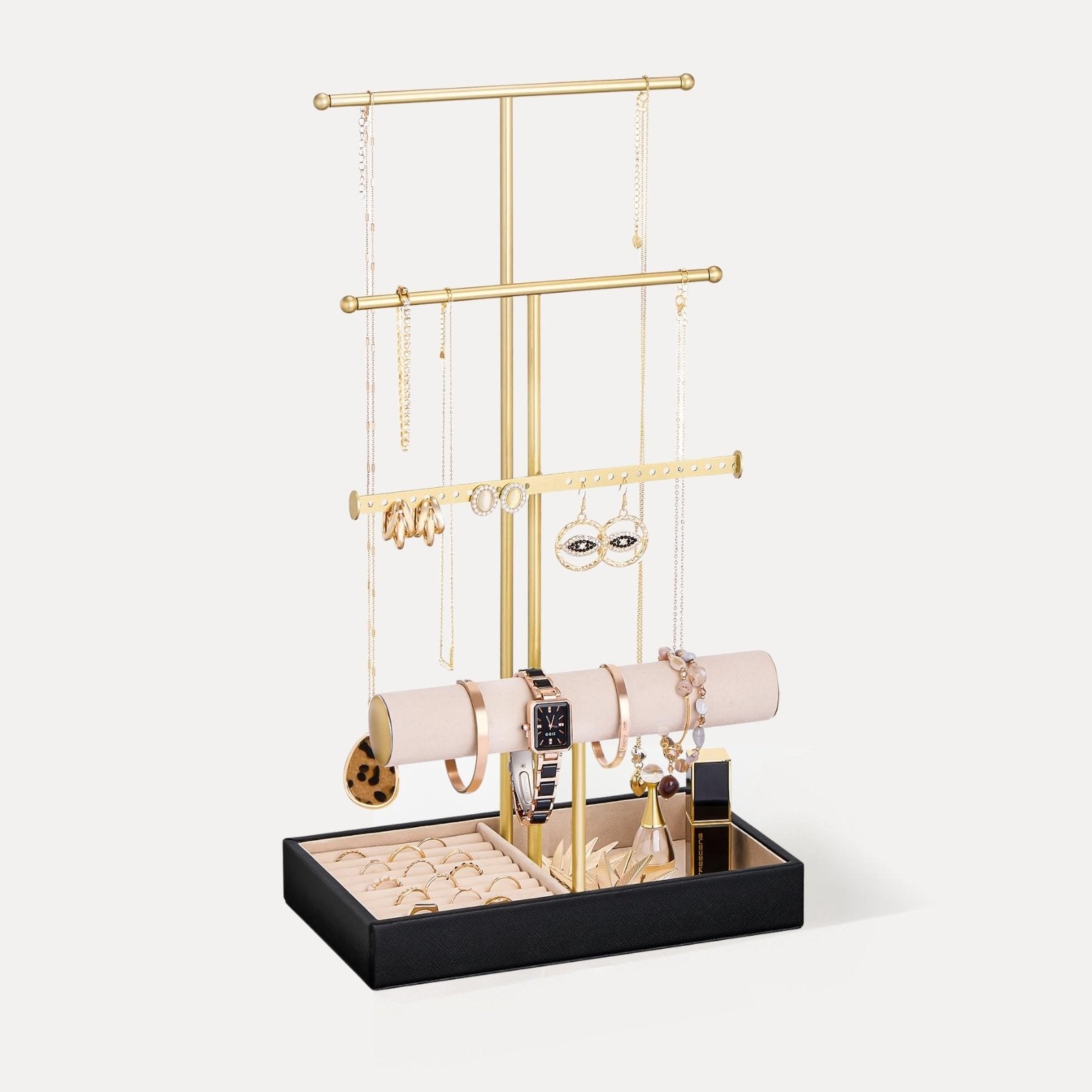 4 Tiers Jewelry Holder Tree with Velvet Tray