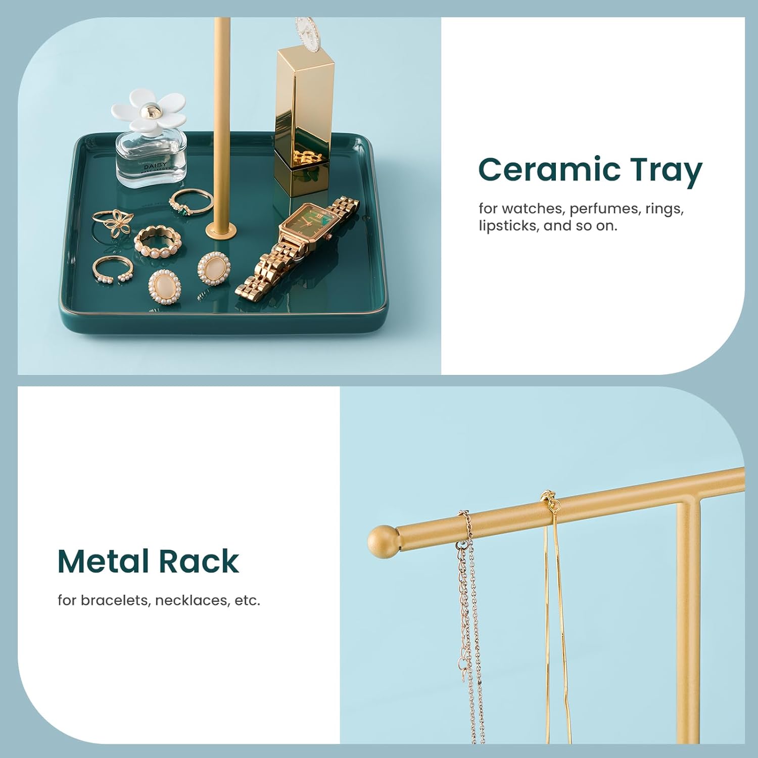 Necklace Display Stand with Ceramic Base Tray