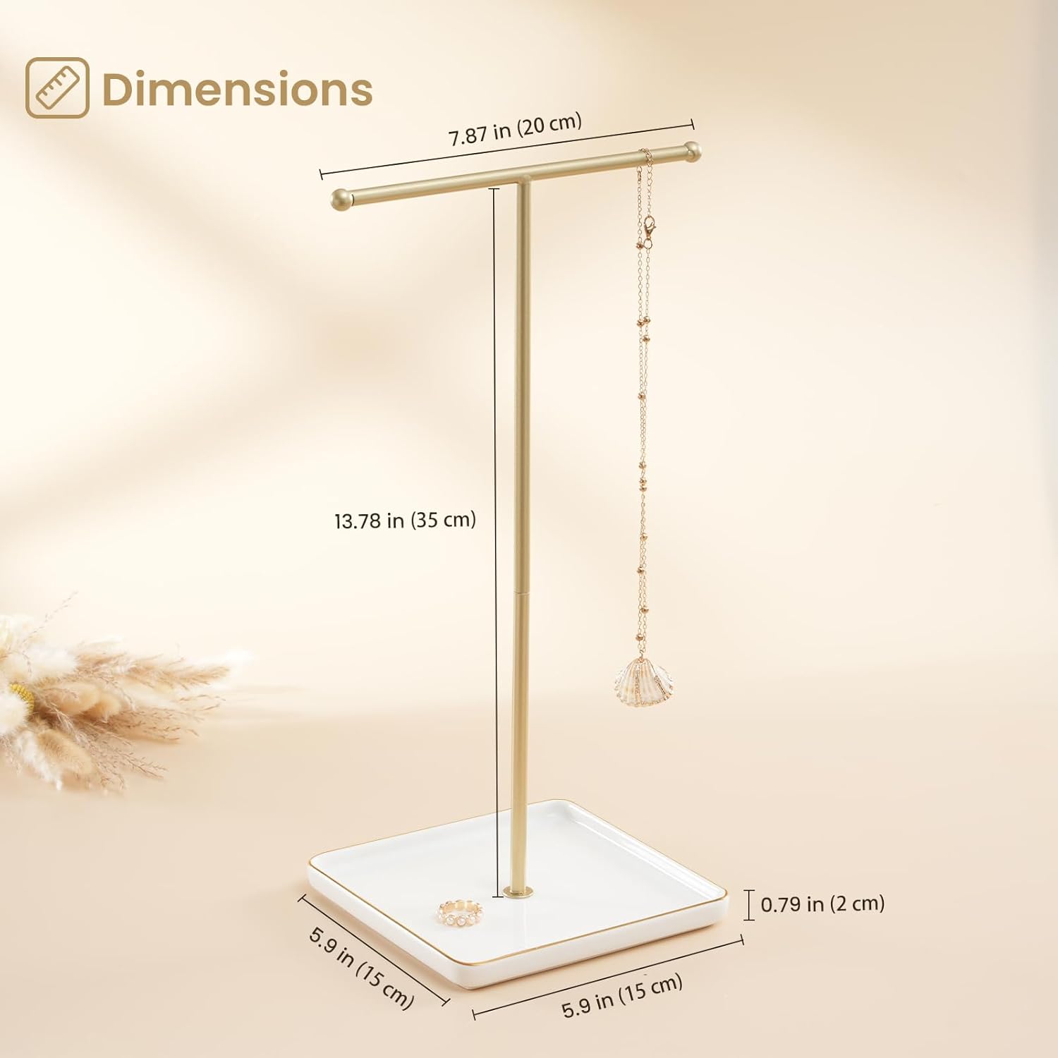 Necklace Display Stand with Ceramic Base Tray