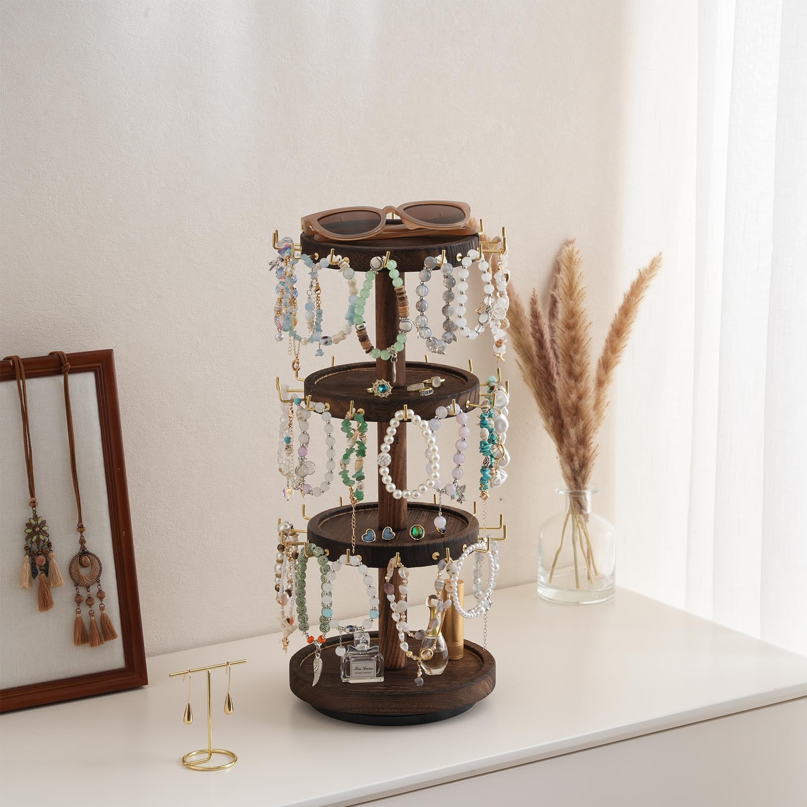 4 Tier Wooden Rotating Bracelet Display Stand
