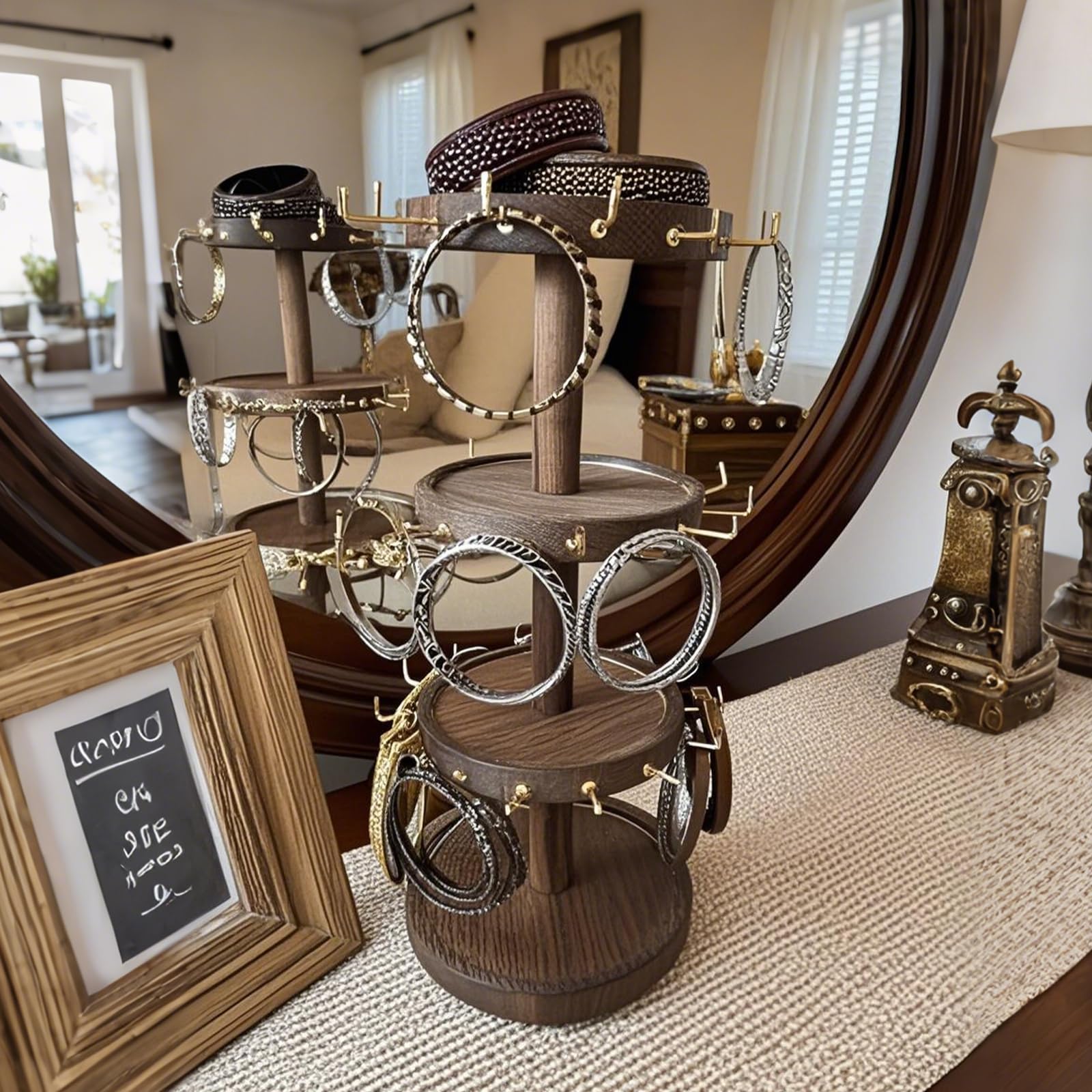 4 Tier Wooden Rotating Bracelet Display Stand