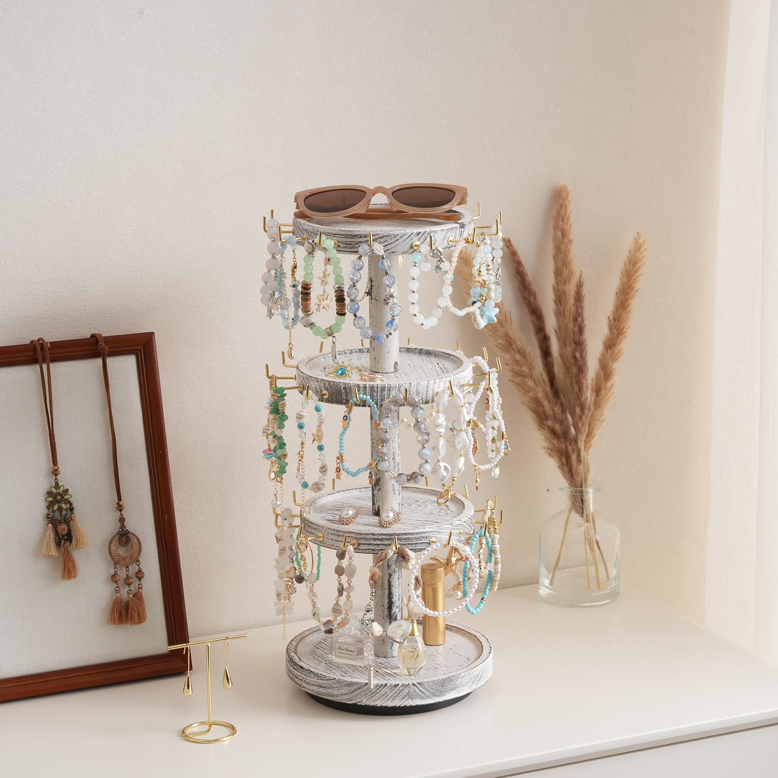 4 Tier Wooden Rotating Bracelet Display Stand