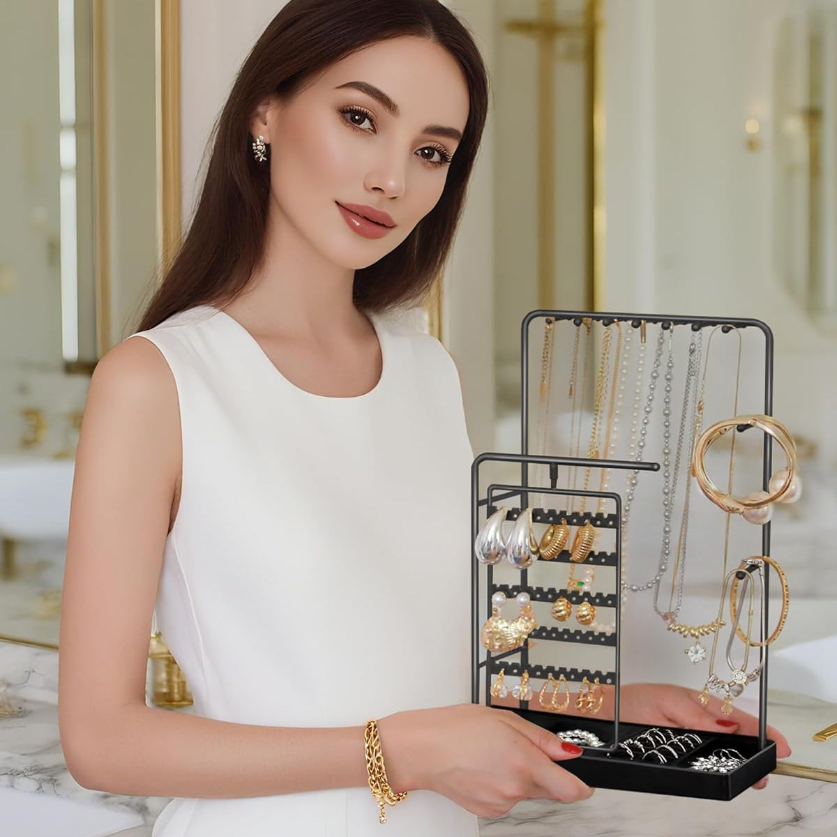 360° Rotating Jewelry Organizer Display Stand