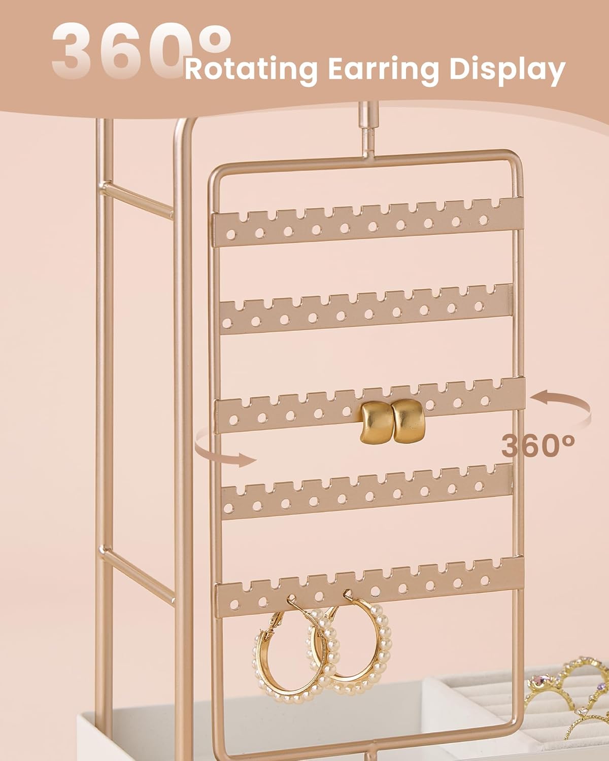 360° Rotating Jewelry Organizer Display Stand