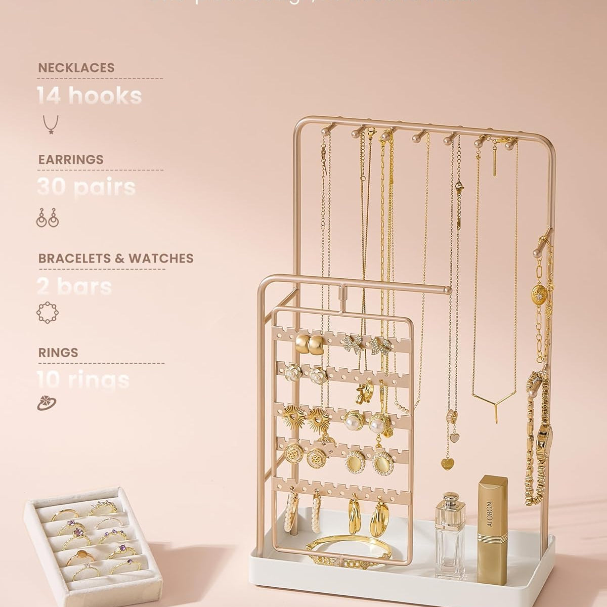 360° Rotating Jewelry Organizer Display Stand