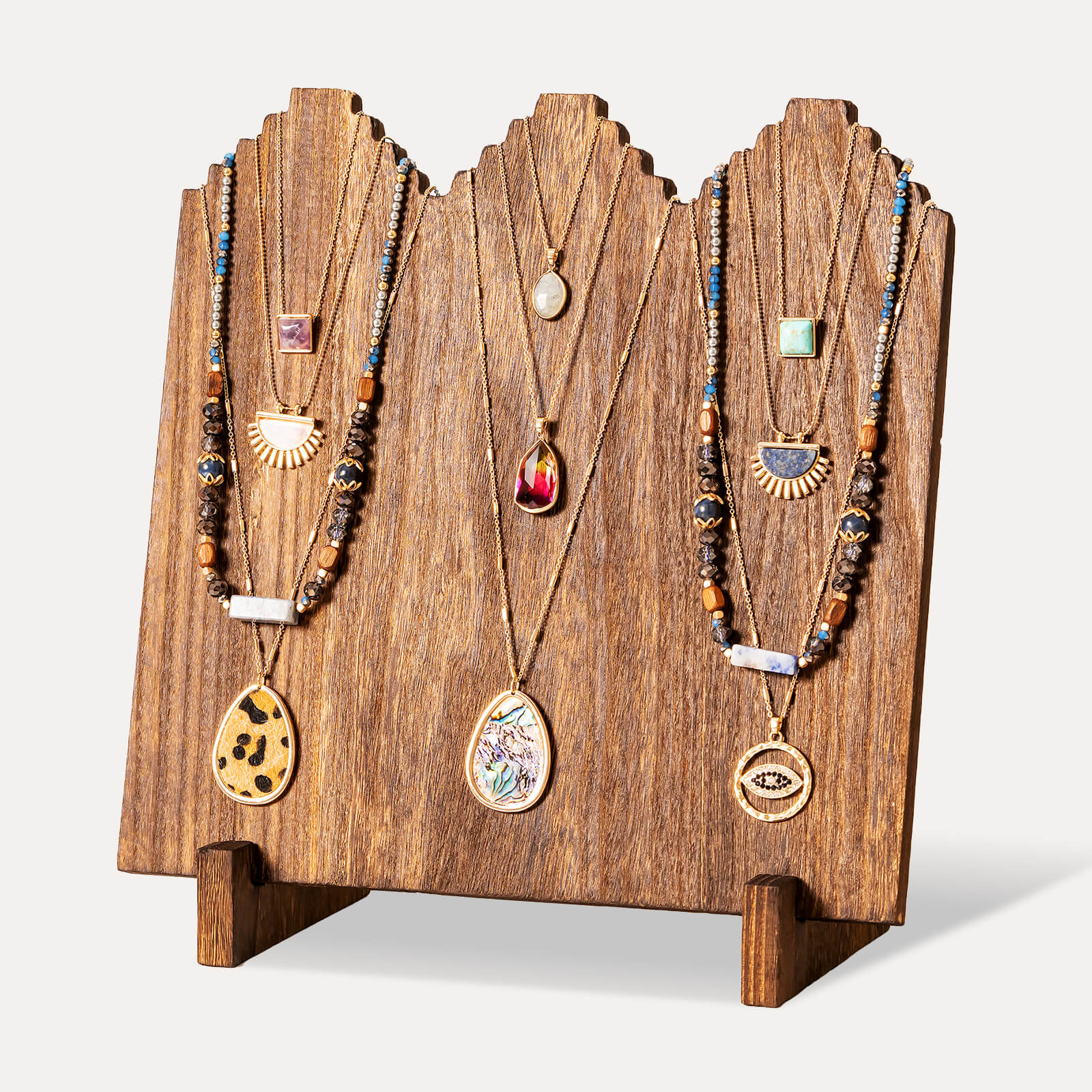 wooden necklace jewelry stand for retail