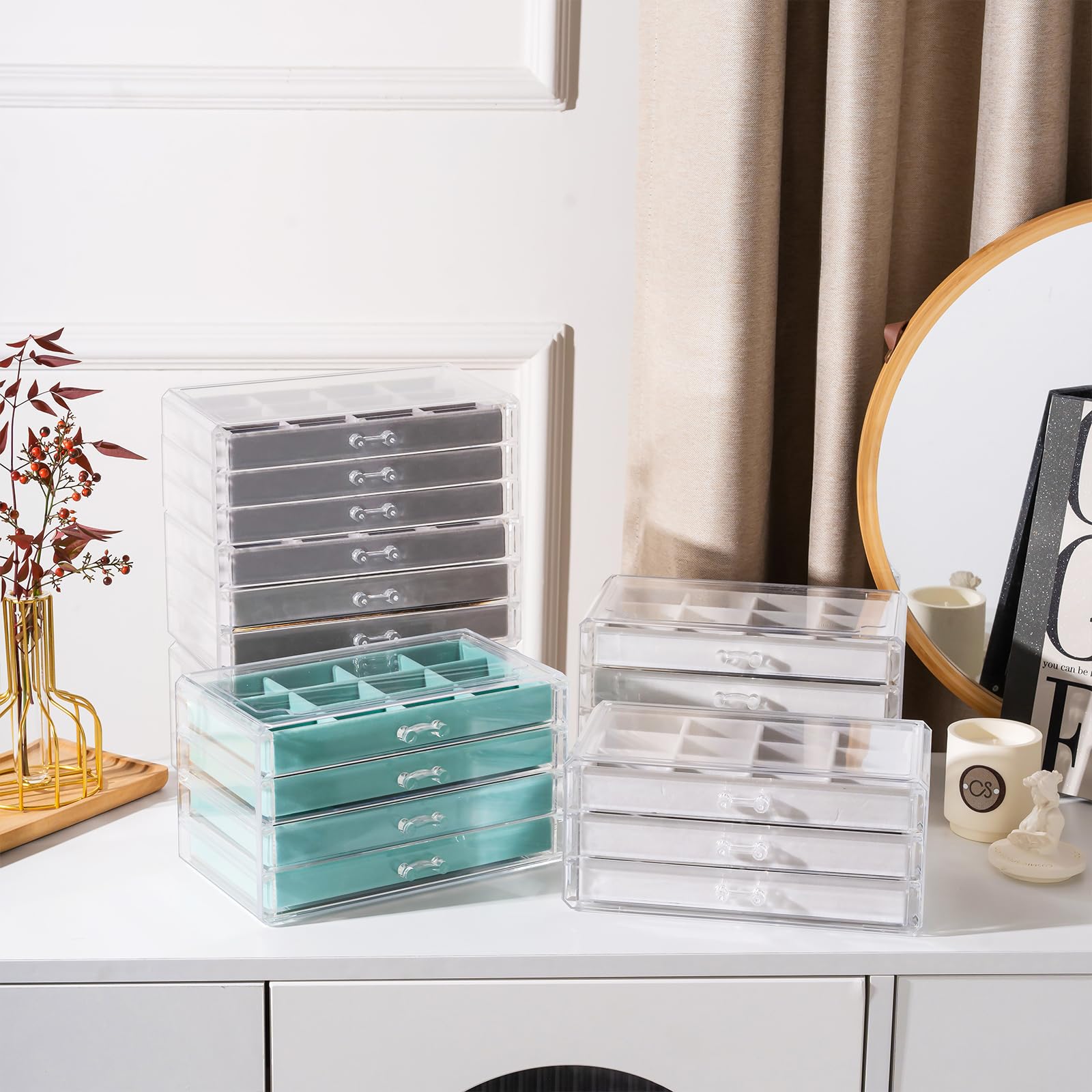 Acrylic Jewelry Box with Adjustable Velvet Trays