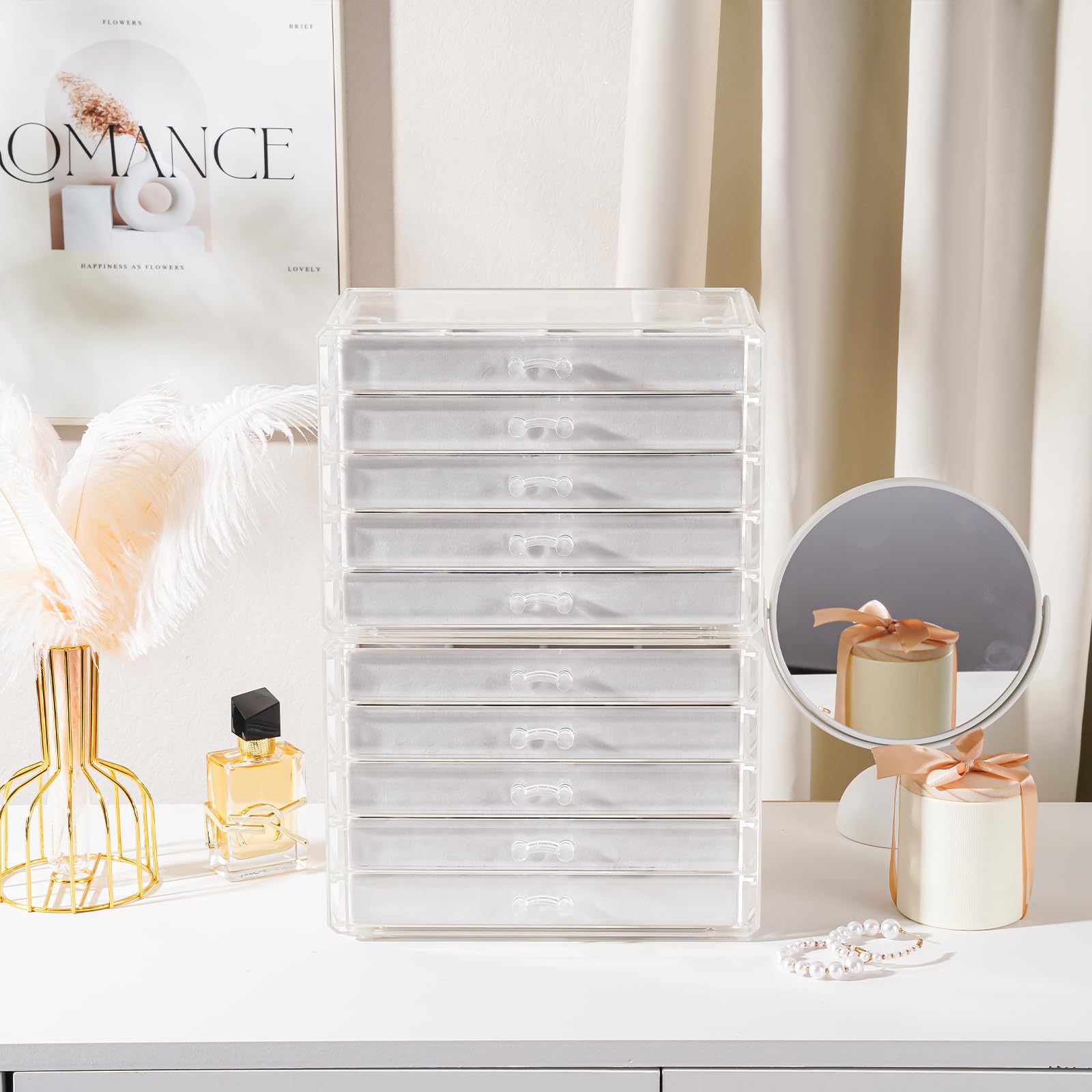 Acrylic Jewelry Box with Adjustable Velvet Trays