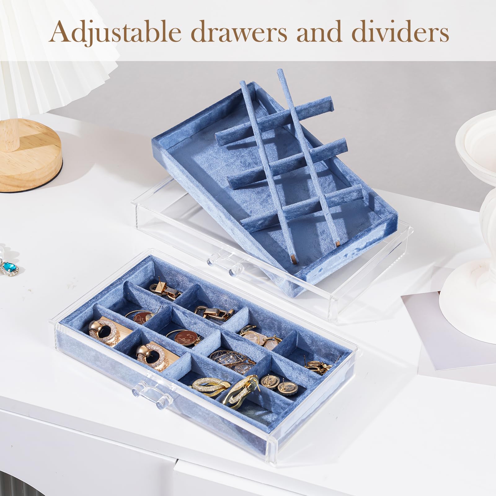 Acrylic Jewelry Box with Adjustable Velvet Trays