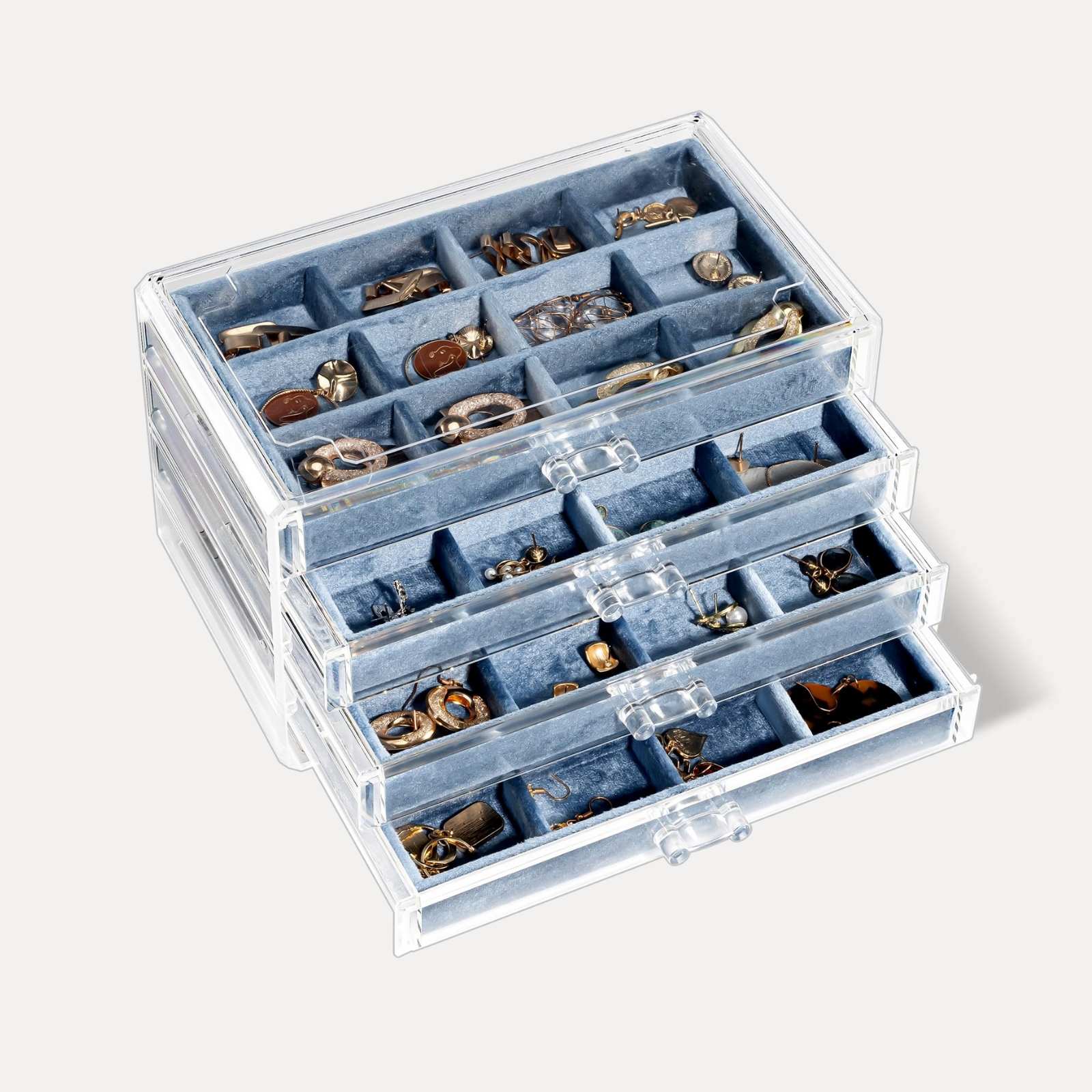 Acrylic Jewelry Box with Adjustable Velvet Trays