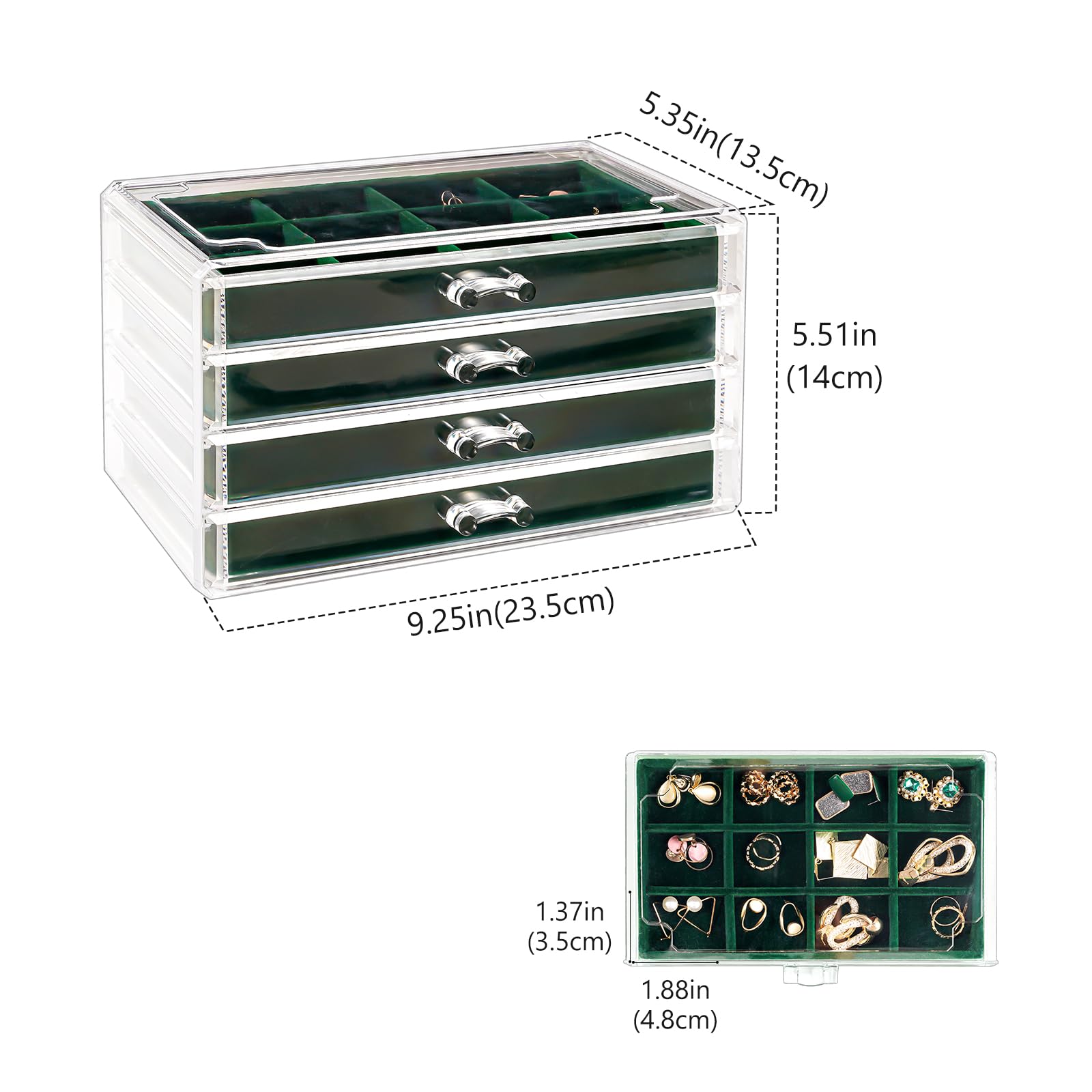 Acrylic Jewelry Box with Adjustable Velvet Trays