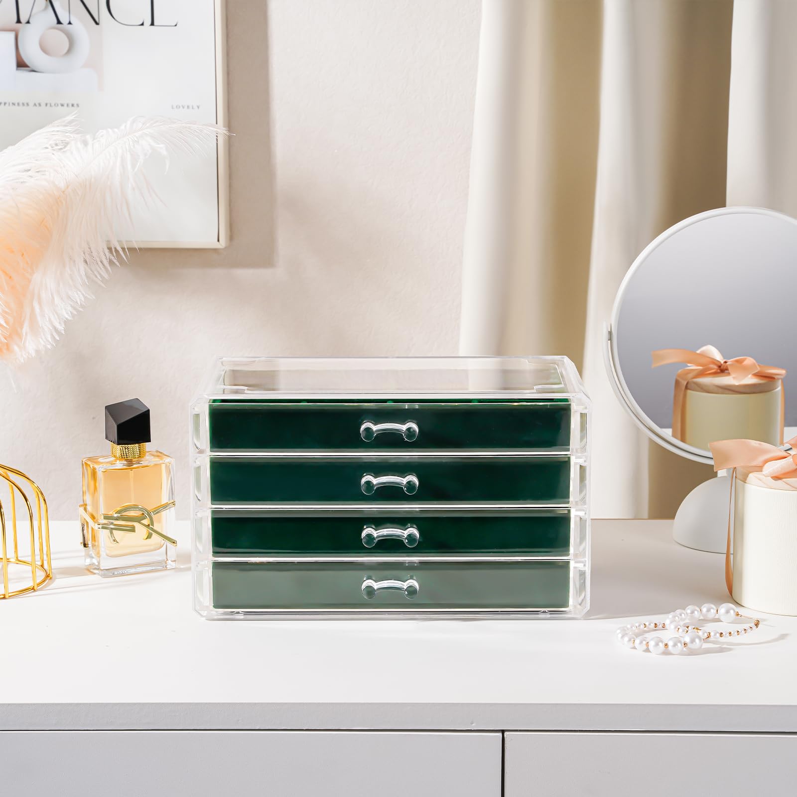 Acrylic Jewelry Box with Adjustable Velvet Trays