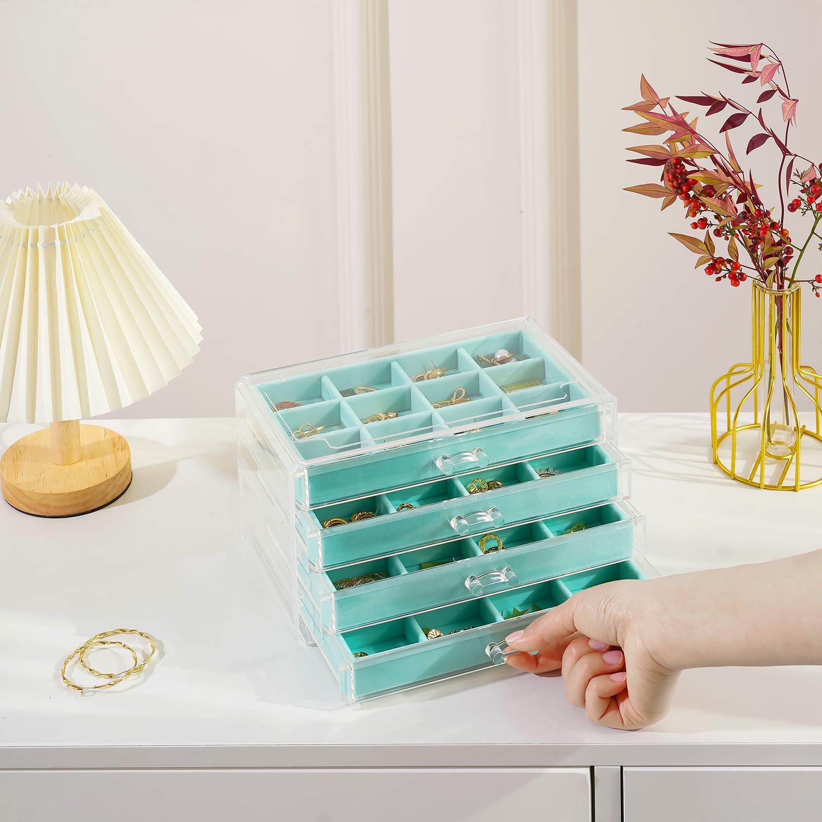 Acrylic Jewelry Box with Adjustable Velvet Trays