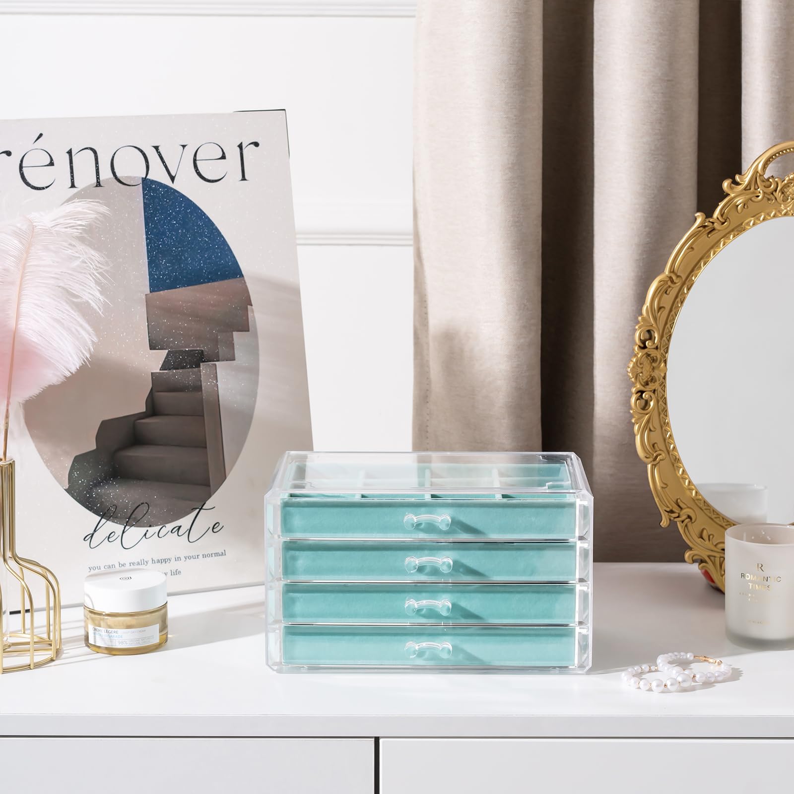 Acrylic Jewelry Box with Adjustable Velvet Trays