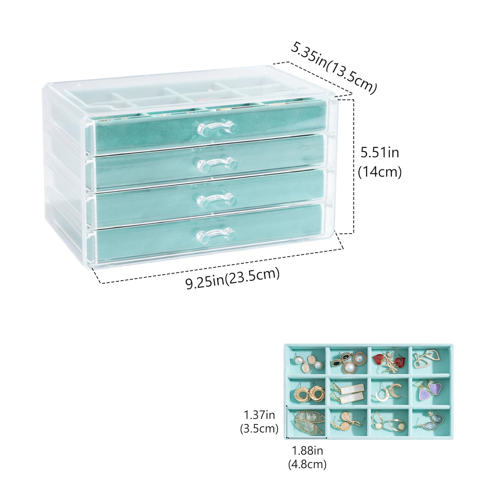 Acrylic Jewelry Box with Adjustable Velvet Trays