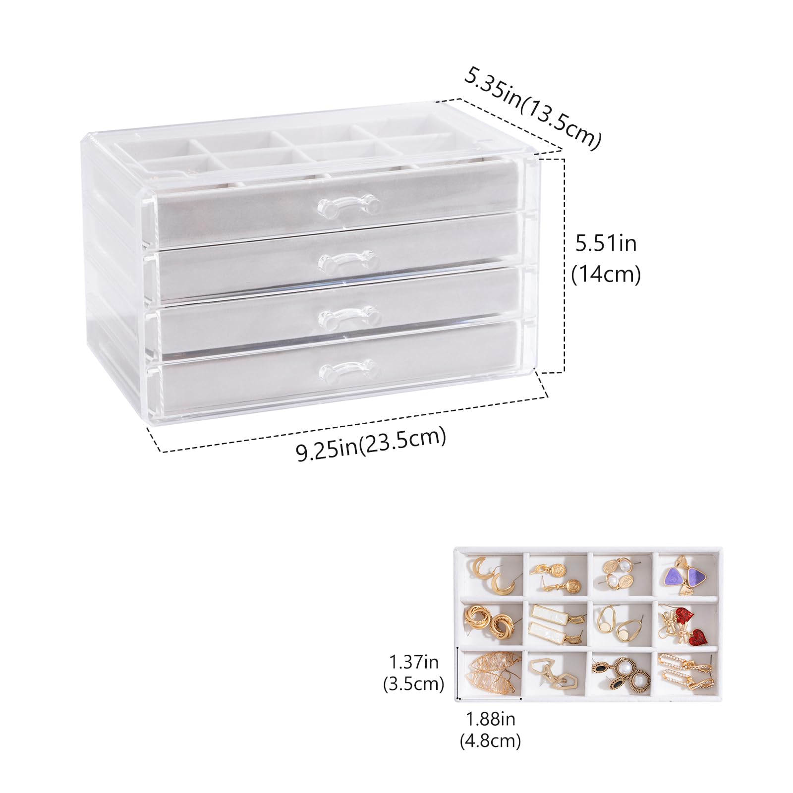 Acrylic Jewelry Box with Adjustable Velvet Trays