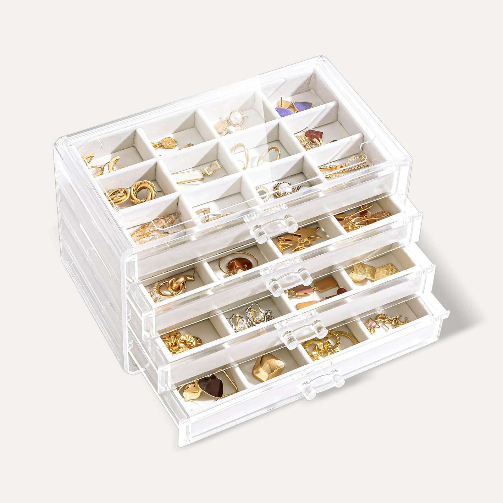Acrylic Jewelry Box with Adjustable Velvet Trays