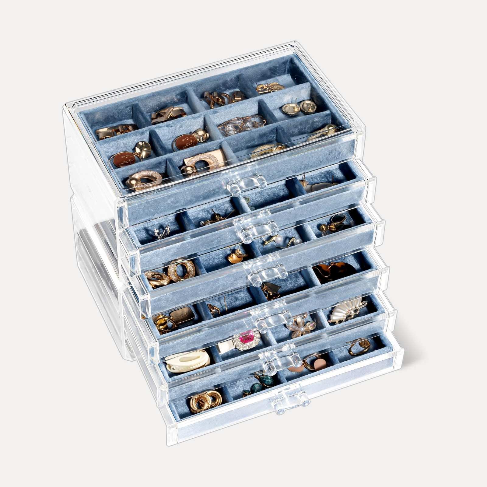 Acrylic Jewelry Box with Adjustable Velvet Trays