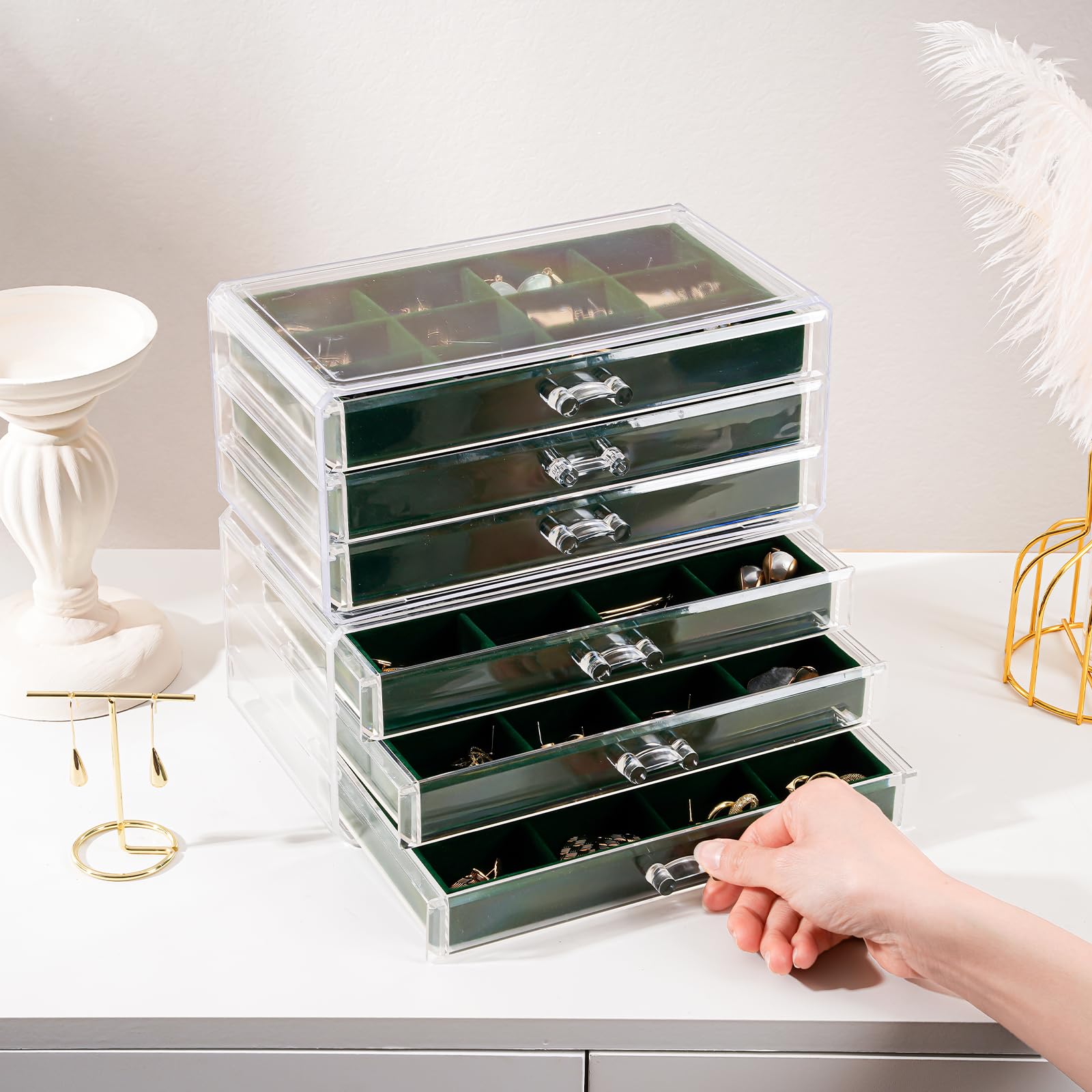 Acrylic Jewelry Box with Adjustable Velvet Trays