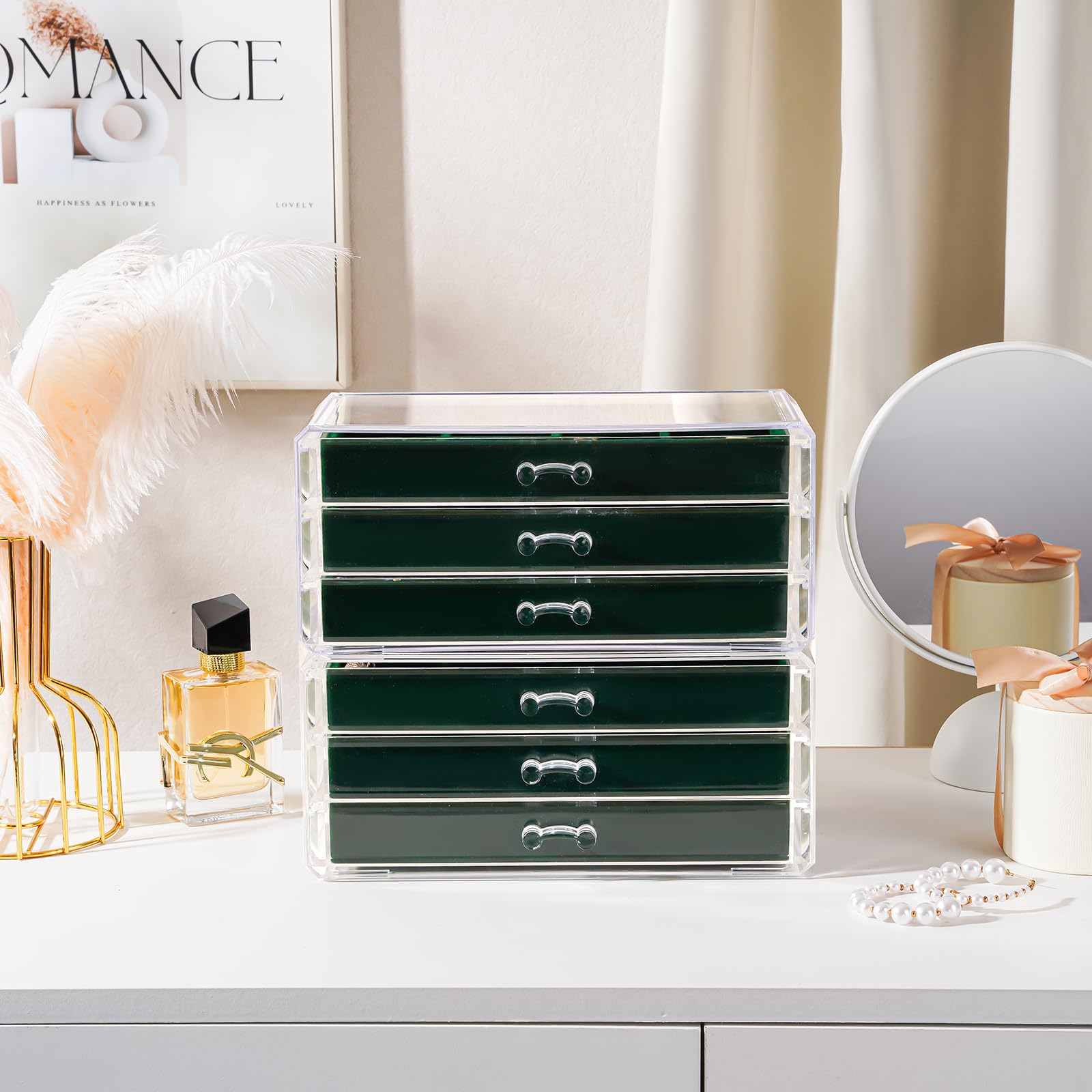 Acrylic Jewelry Box with Adjustable Velvet Trays