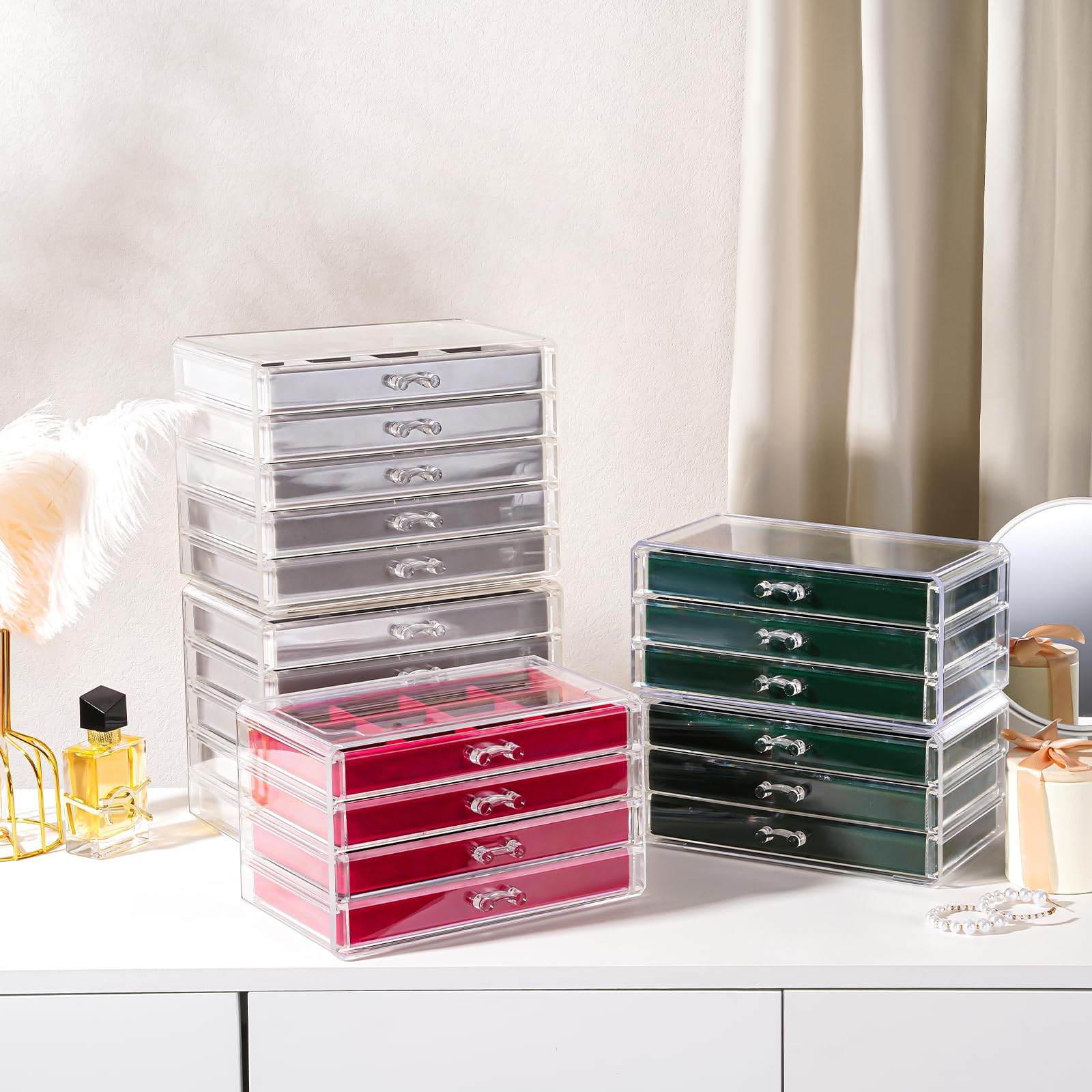 Acrylic Jewelry Box with Adjustable Velvet Trays