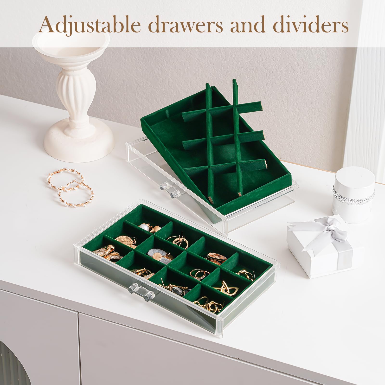 Acrylic Jewelry Box with Adjustable Velvet Trays