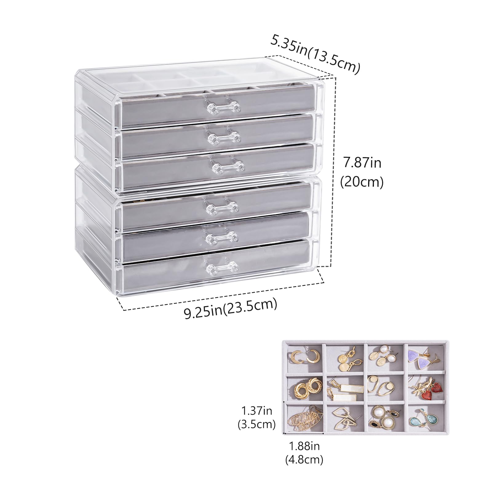 Acrylic Jewelry Box with Adjustable Velvet Trays