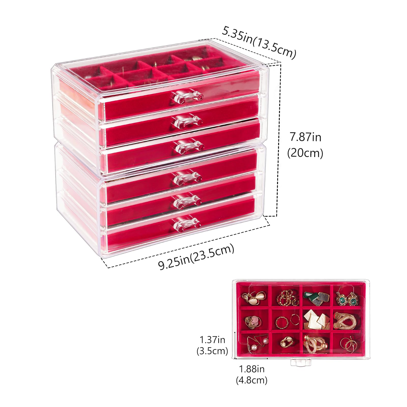 Acrylic Jewelry Box with Adjustable Velvet Trays