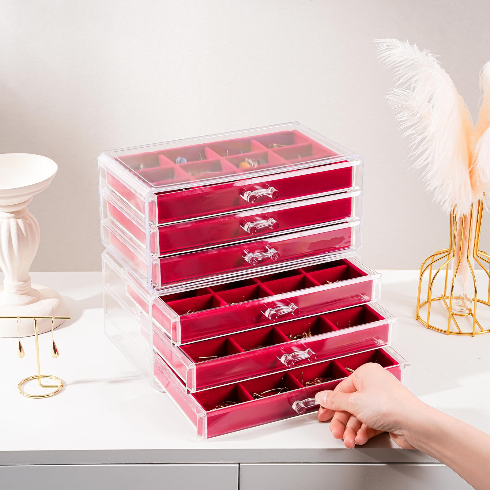 Acrylic Jewelry Box with Adjustable Velvet Trays