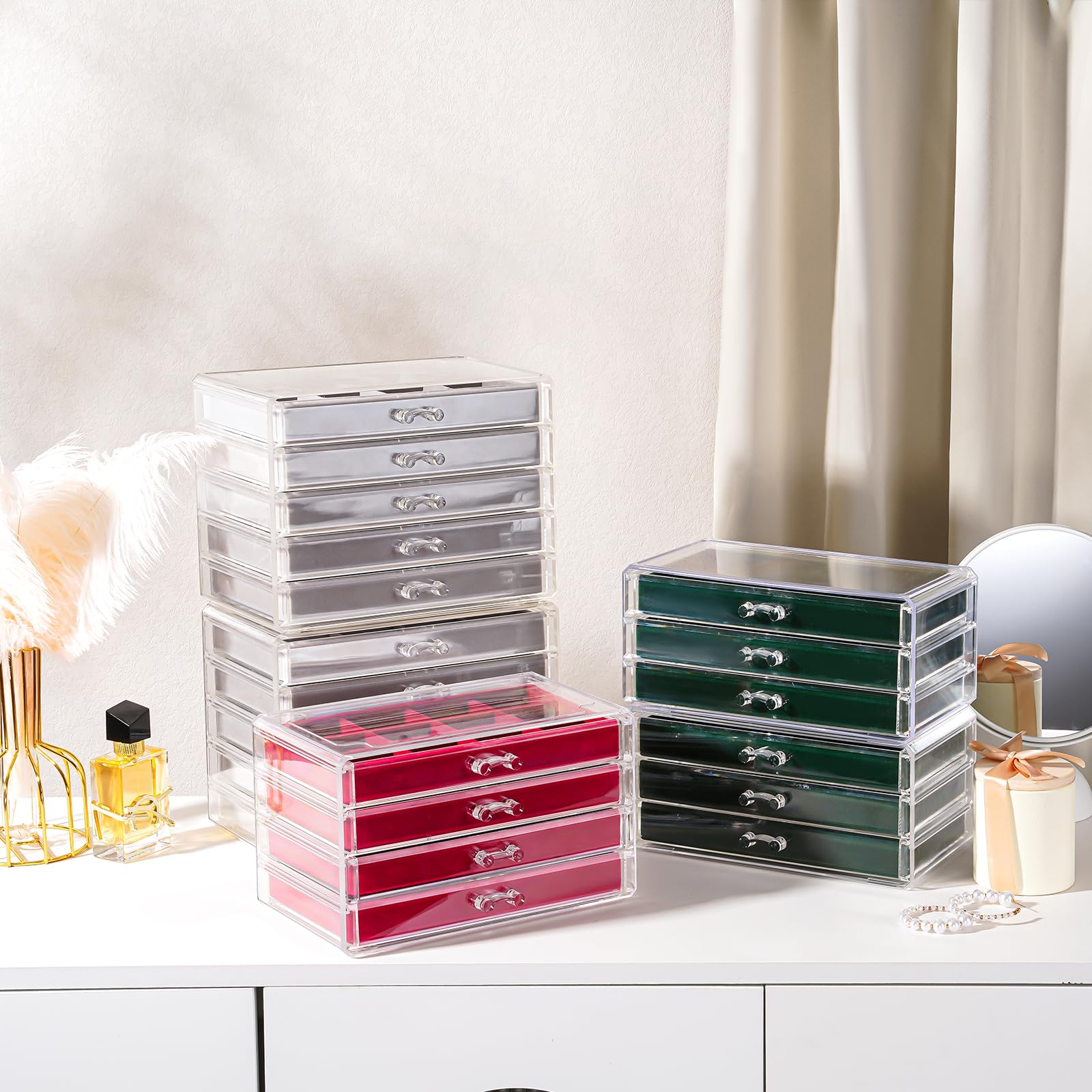 Acrylic Jewelry Box with Adjustable Velvet Trays