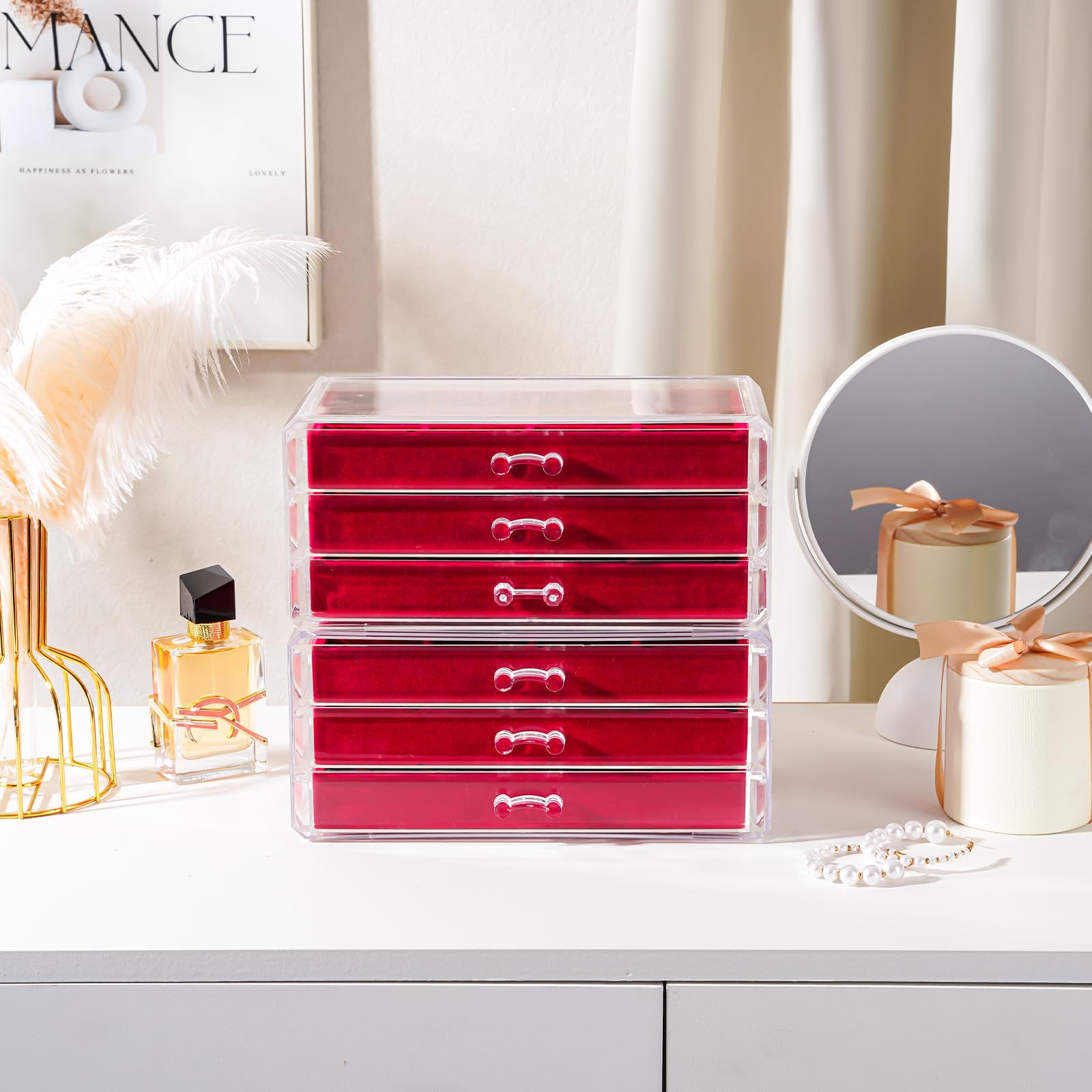 Acrylic Jewelry Box with Adjustable Velvet Trays