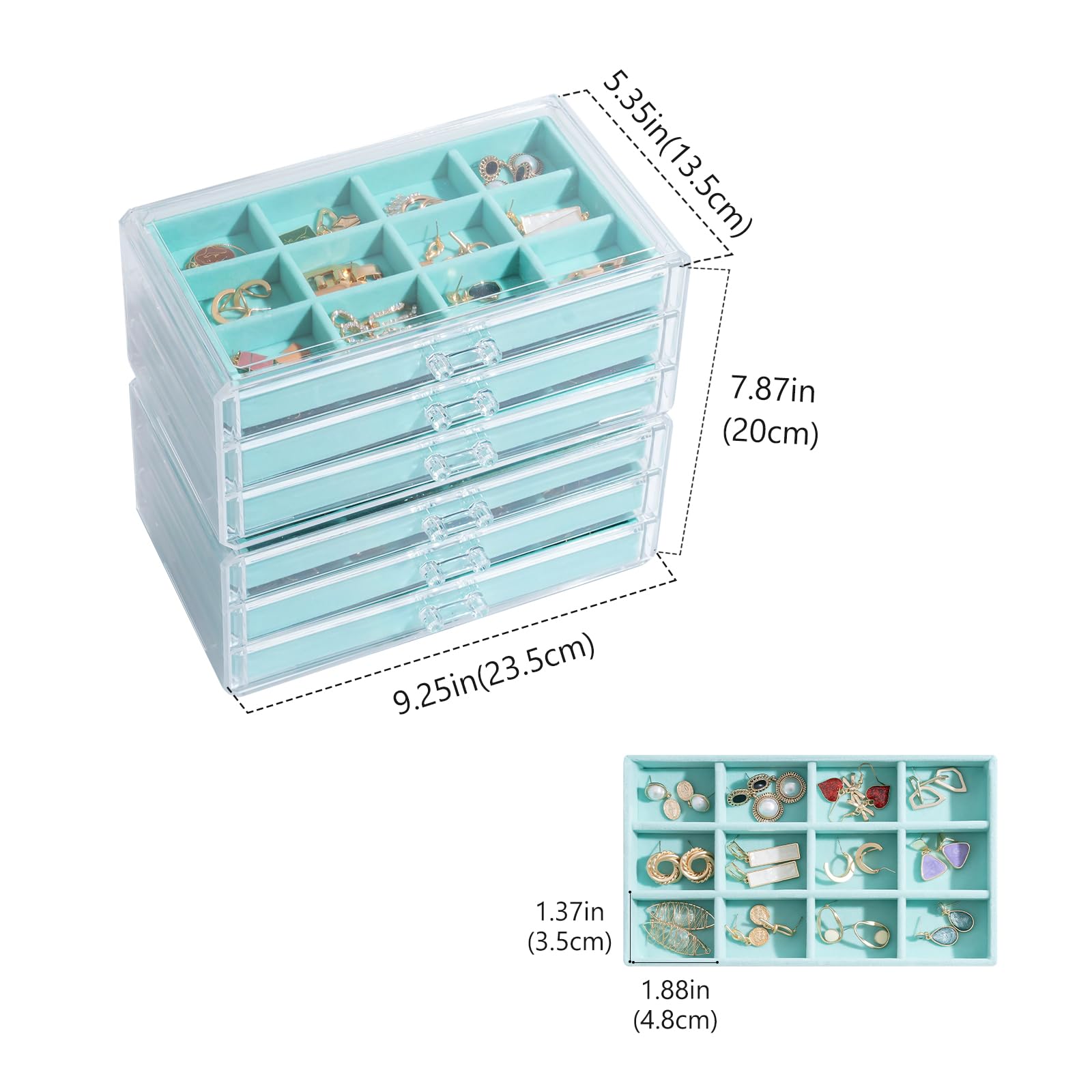 Acrylic Jewelry Box with Adjustable Velvet Trays